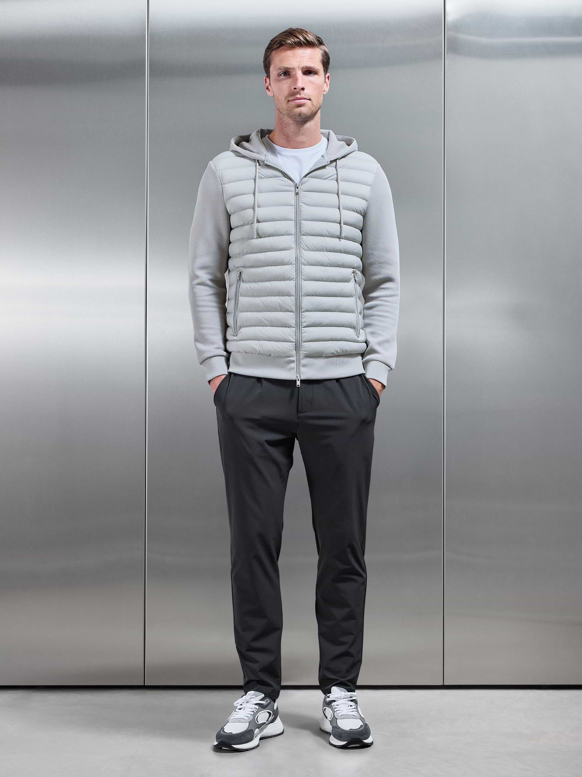 Hybrid Quilted Technical Windbreaker in Mid Grey