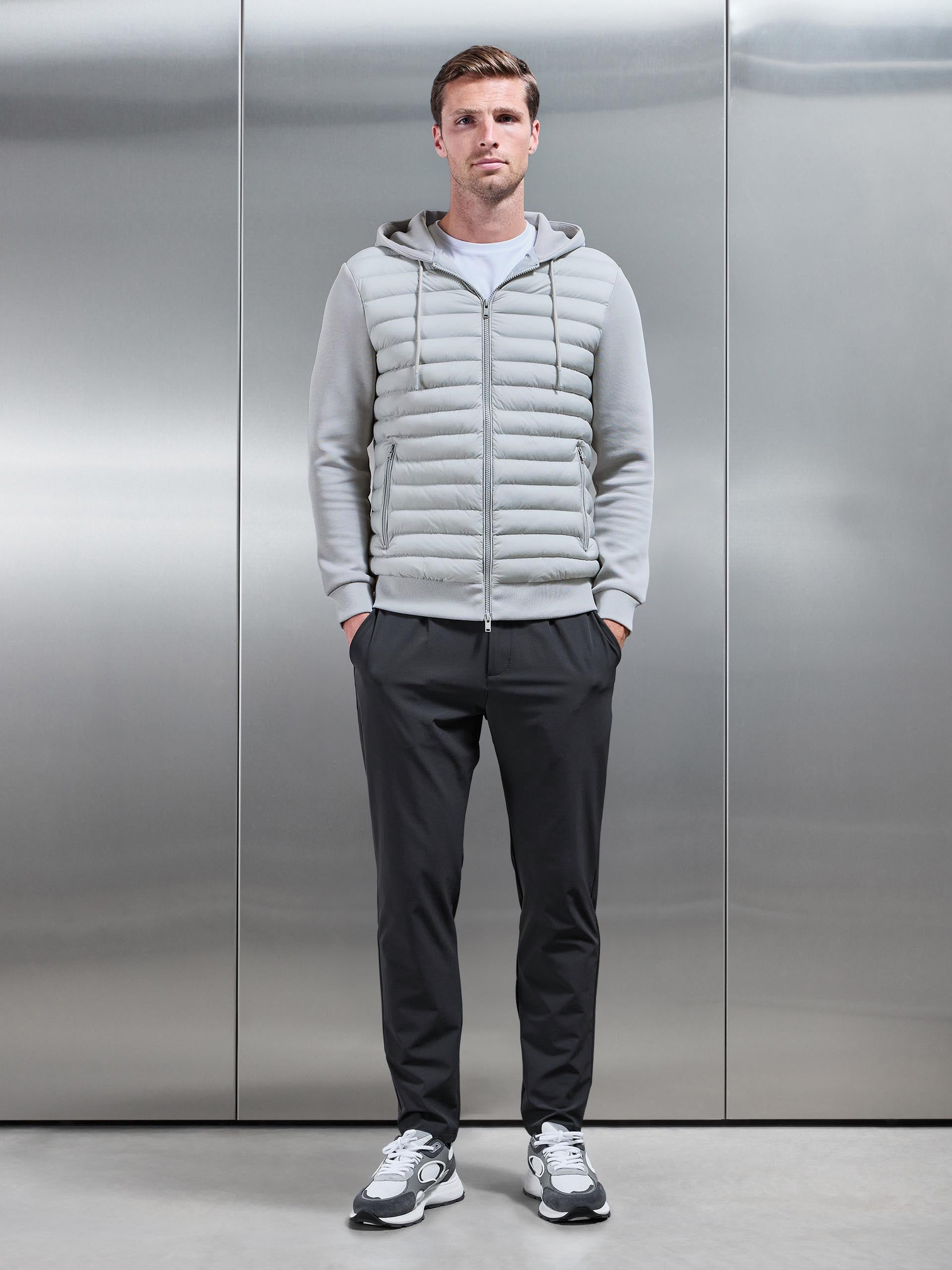 Mens Hybrid Quilted Technical Windbreaker in Mid Grey