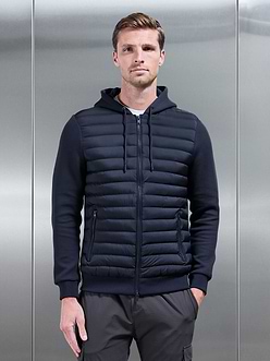 Mens Hybrid Quilted Technical Windbreaker in Navy