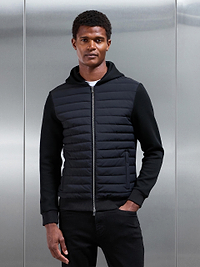 Mens Hybrid Quilted Windbreaker in Black