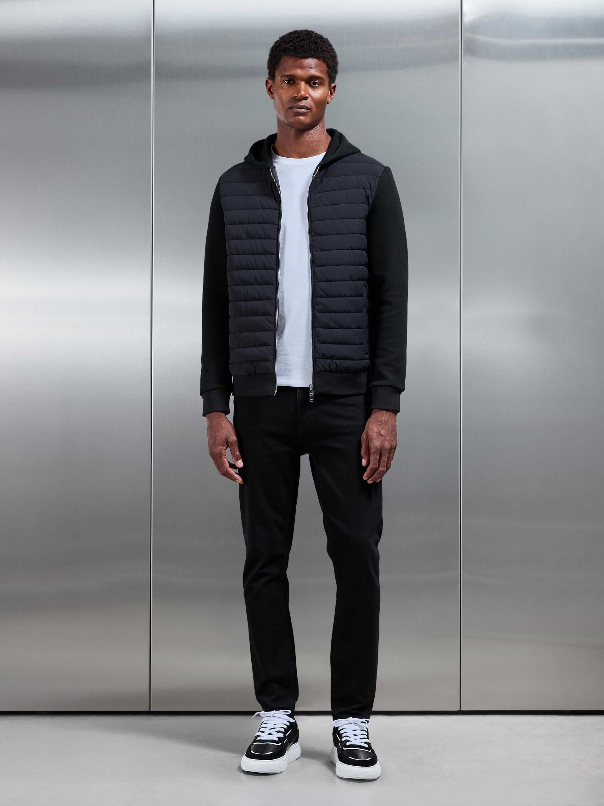 Hybrid Quilted Windbreaker in Black
