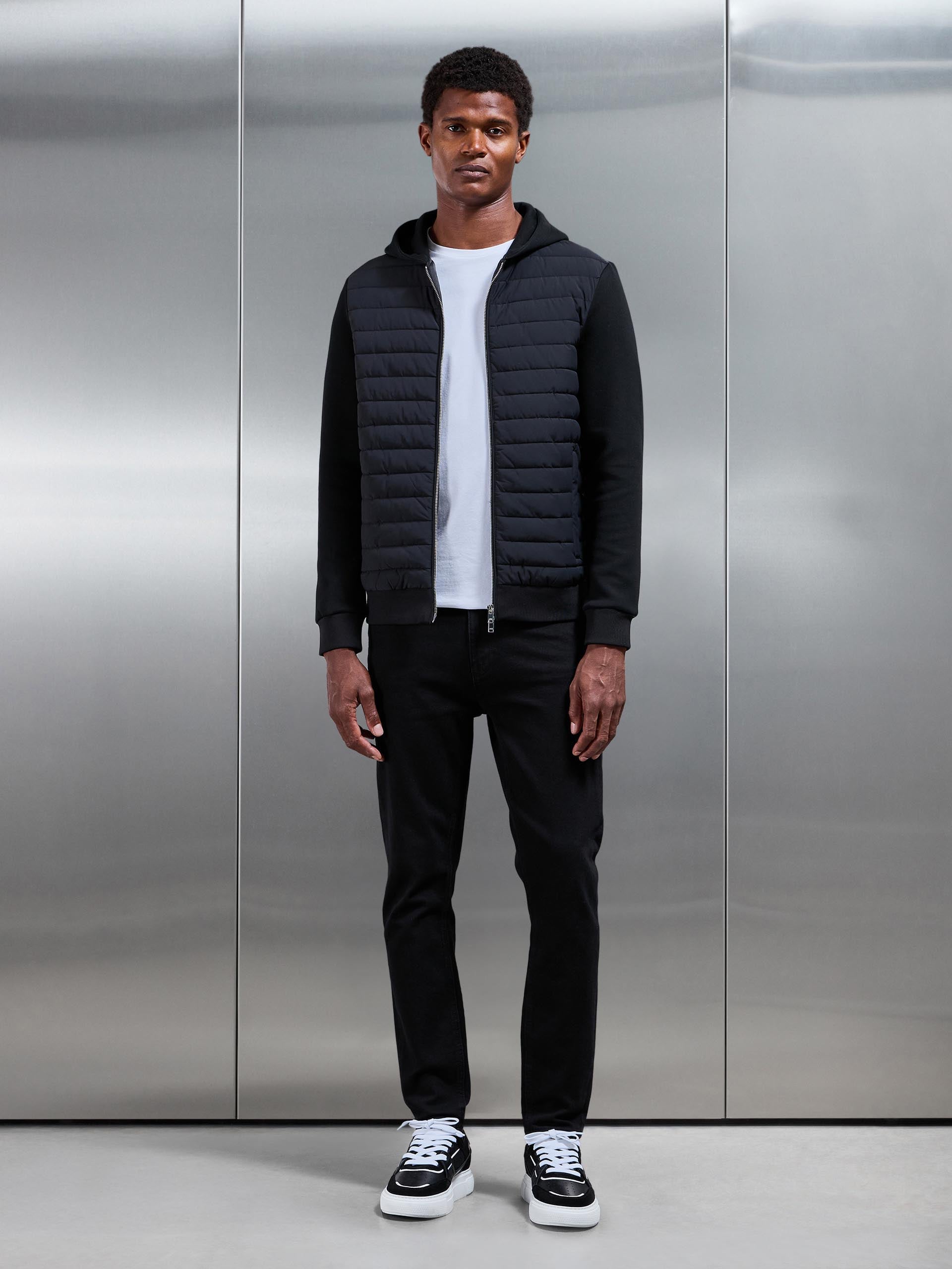 Mens Hybrid Quilted Windbreaker in Black