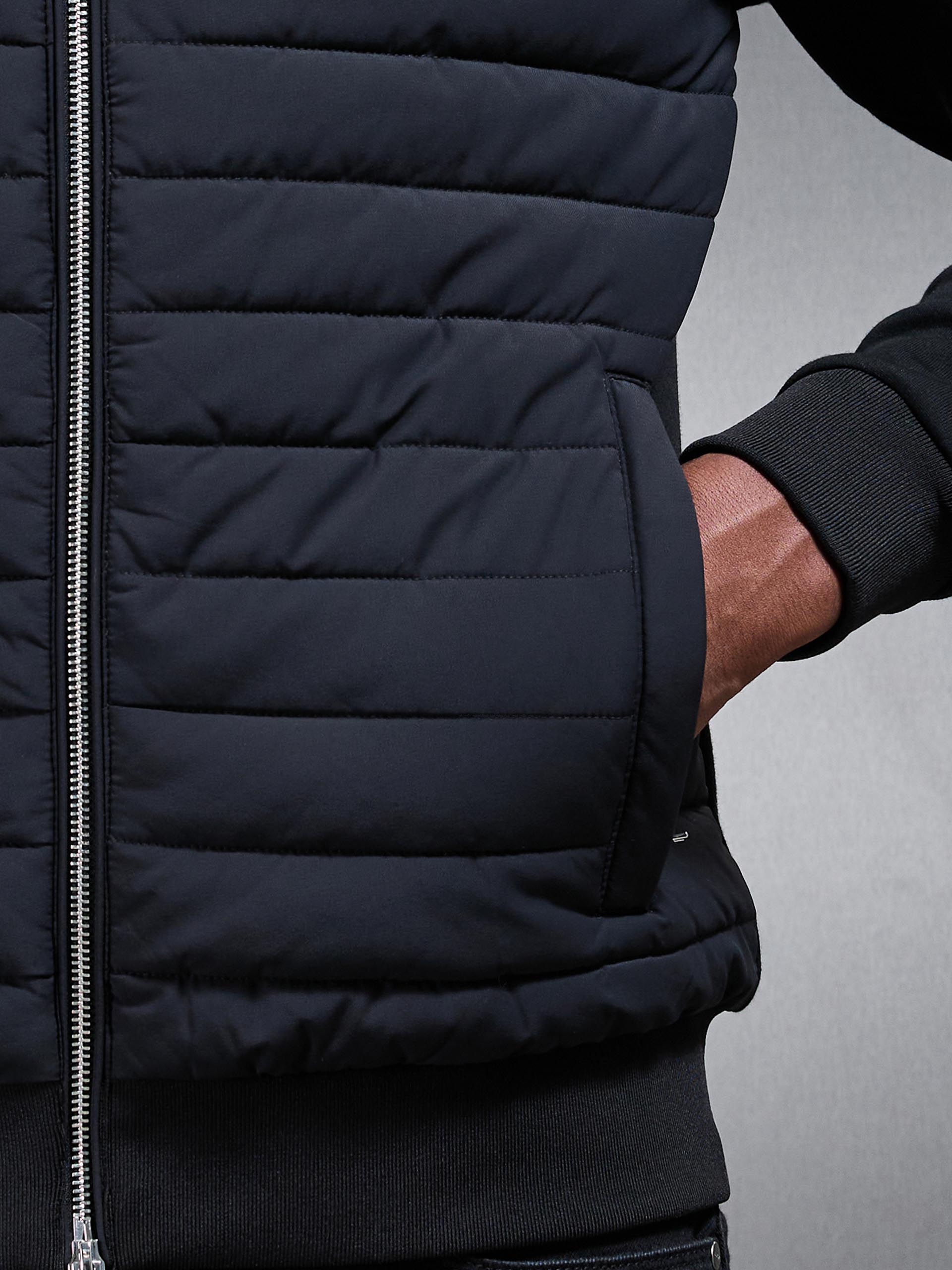 Mens Hybrid Quilted Windbreaker in Black