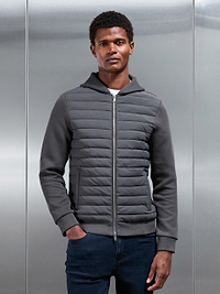 Mens Hybrid Quilted Windbreaker in Grey