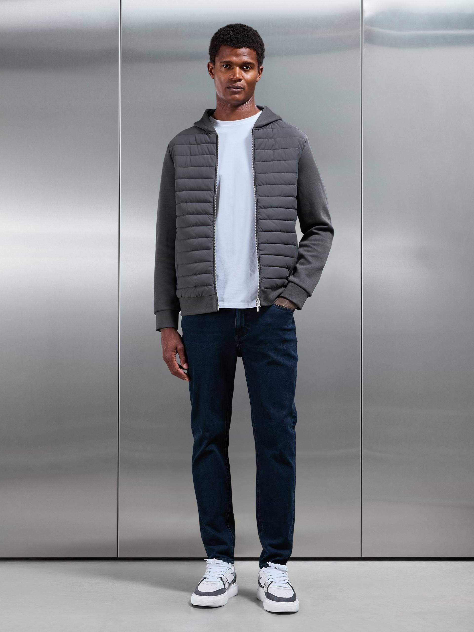 Mens Hybrid Quilted Windbreaker in Grey