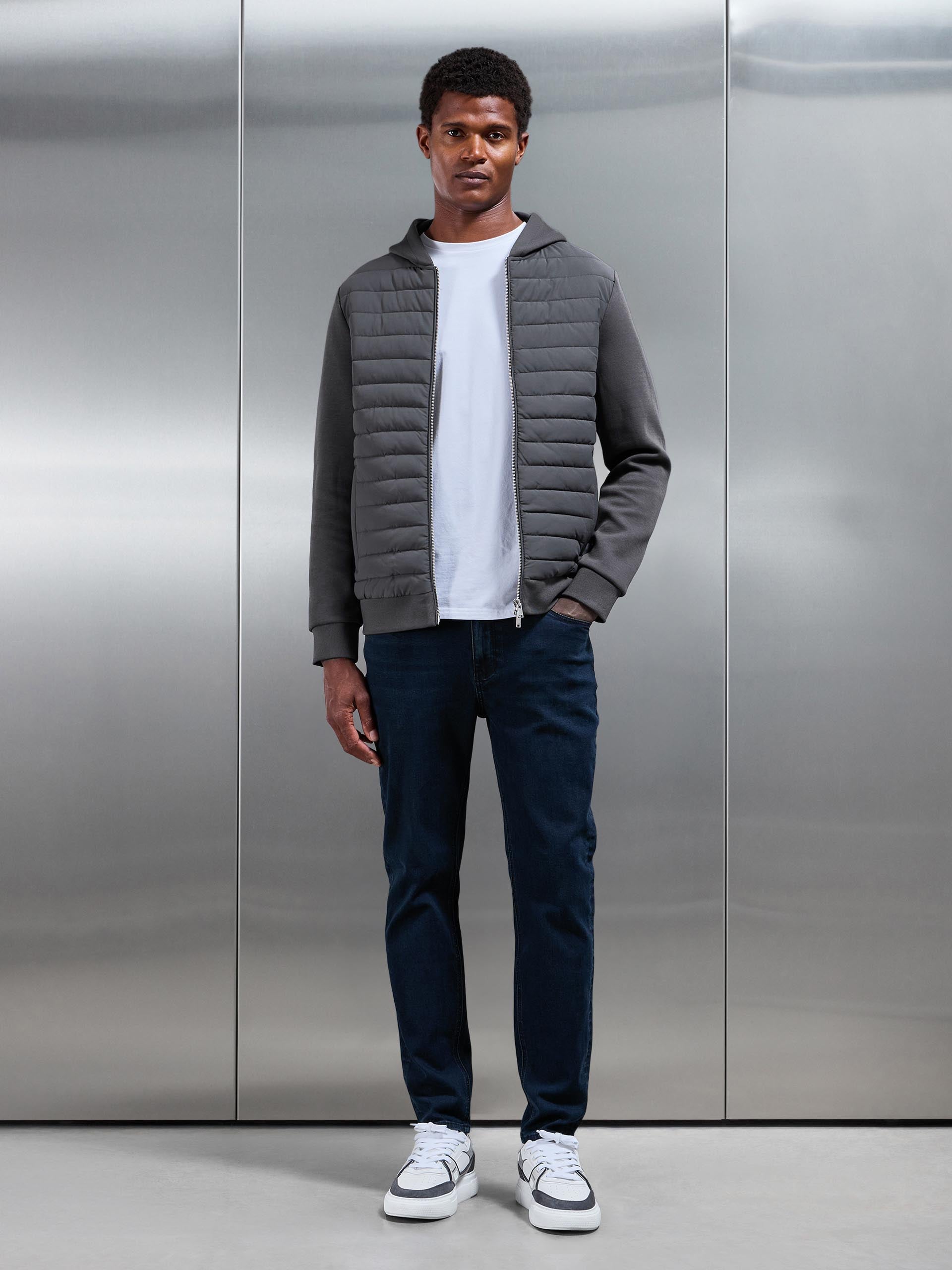 Mens Hybrid Quilted Windbreaker in Grey