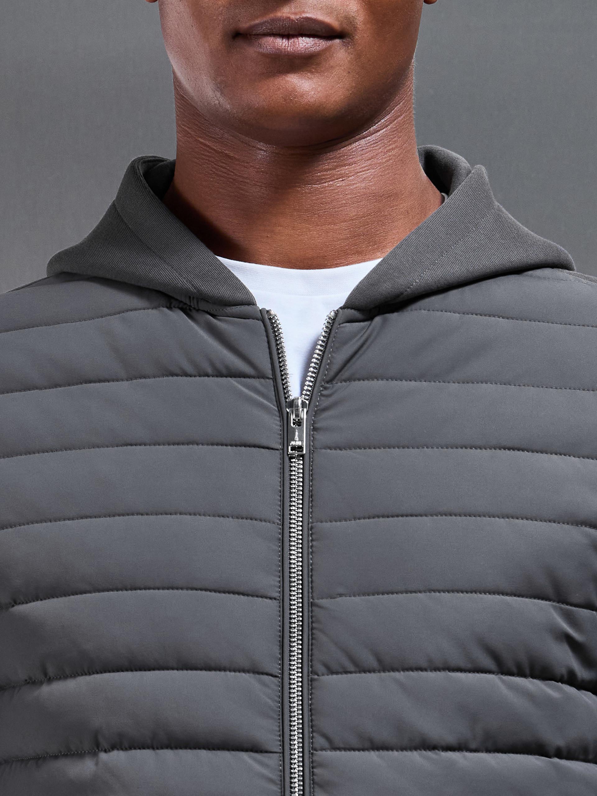 Mens Hybrid Quilted Windbreaker in Grey