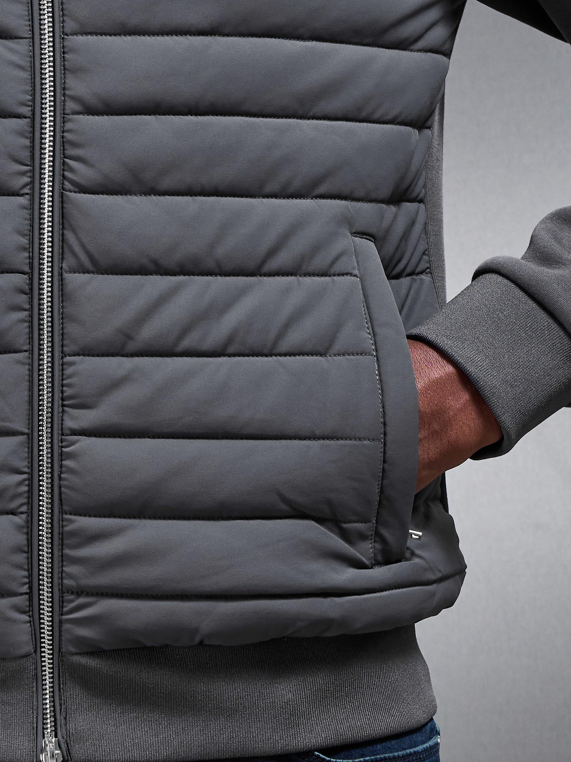 Mens Hybrid Quilted Windbreaker in Grey
