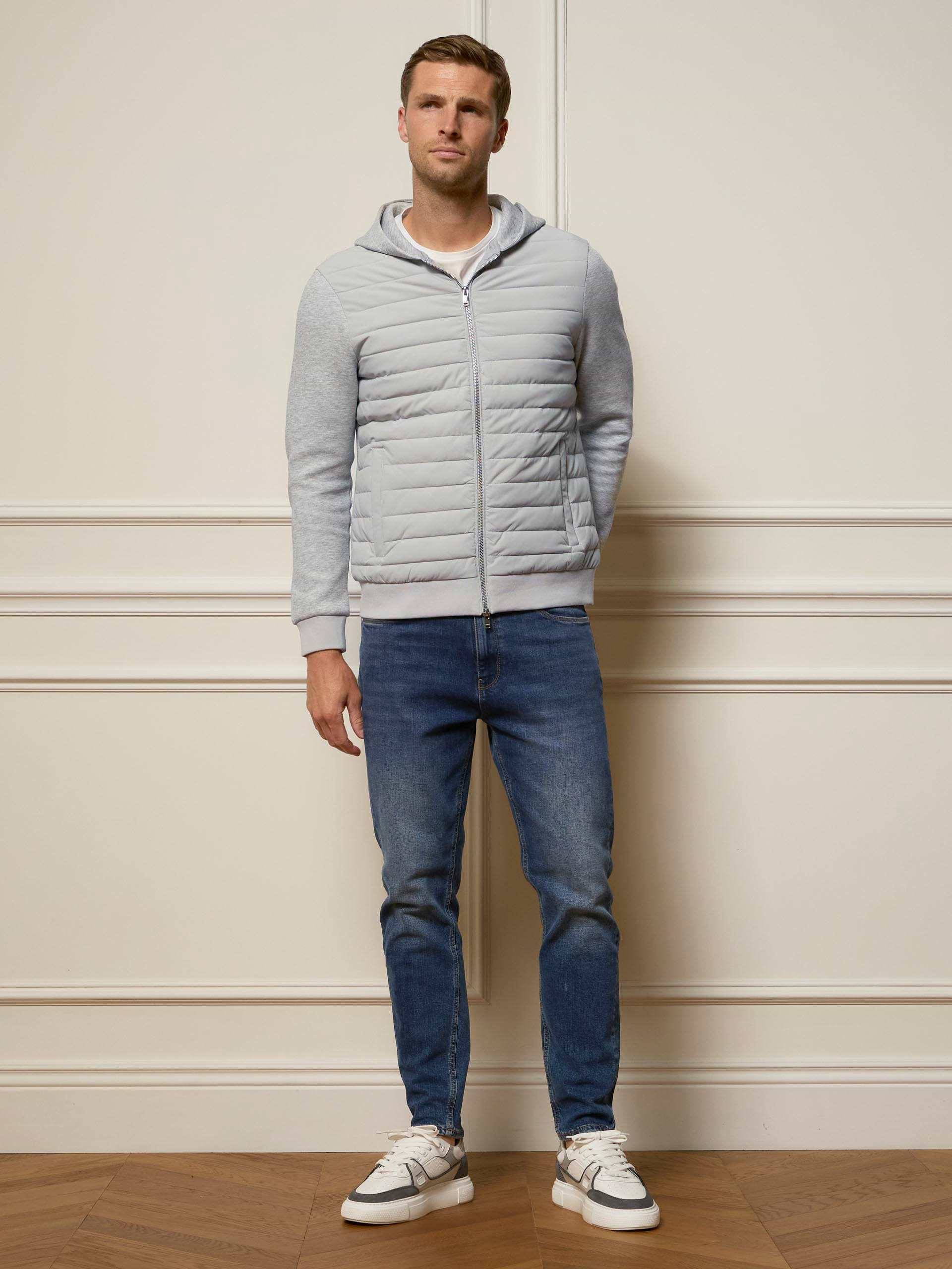 Mens Hybrid Quilted Windbreaker in Marl Grey