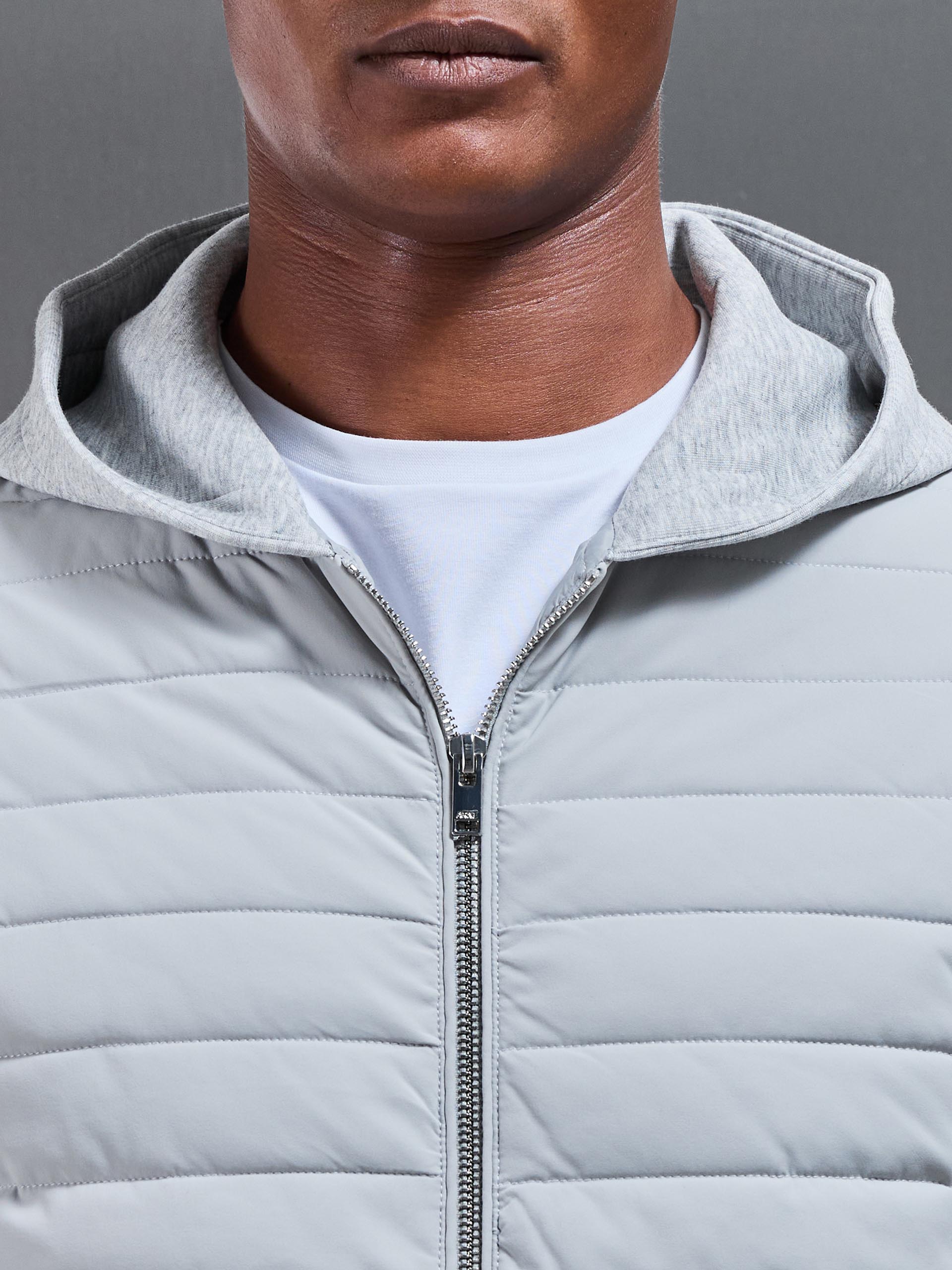 Mens Hybrid Quilted Windbreaker in Marl Grey