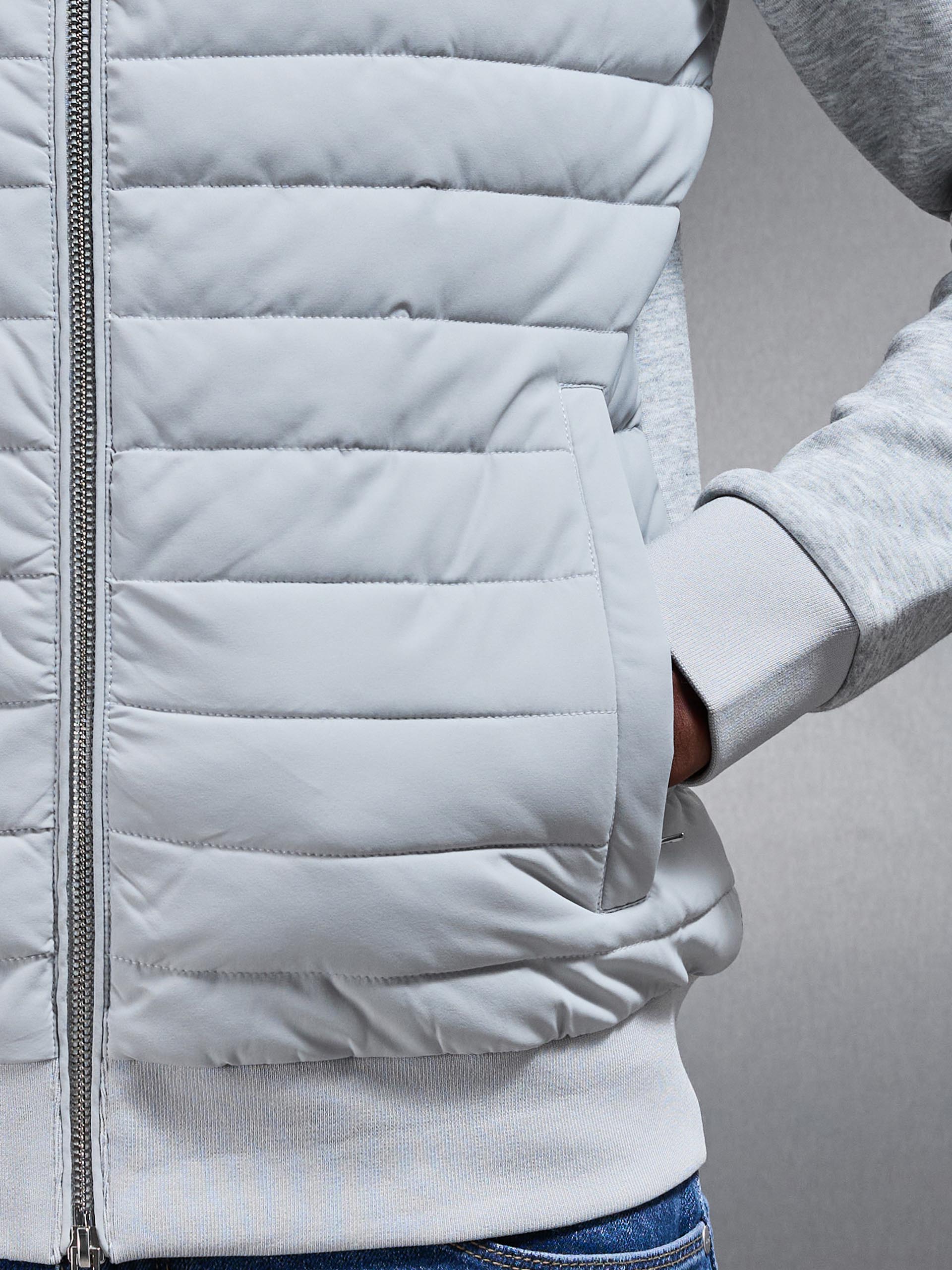 Mens Hybrid Quilted Windbreaker in Marl Grey