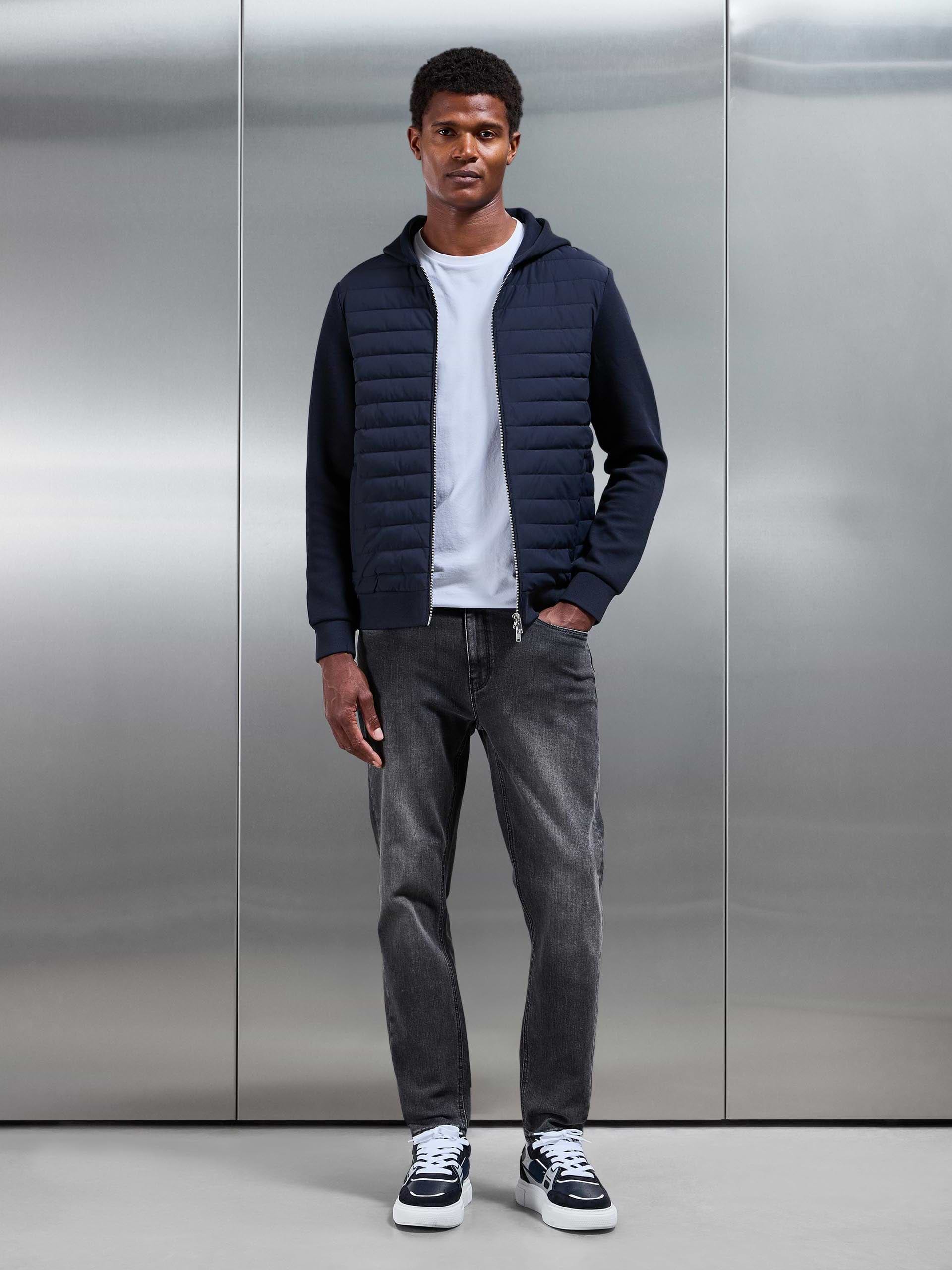 Hybrid Quilted Windbreaker in Navy