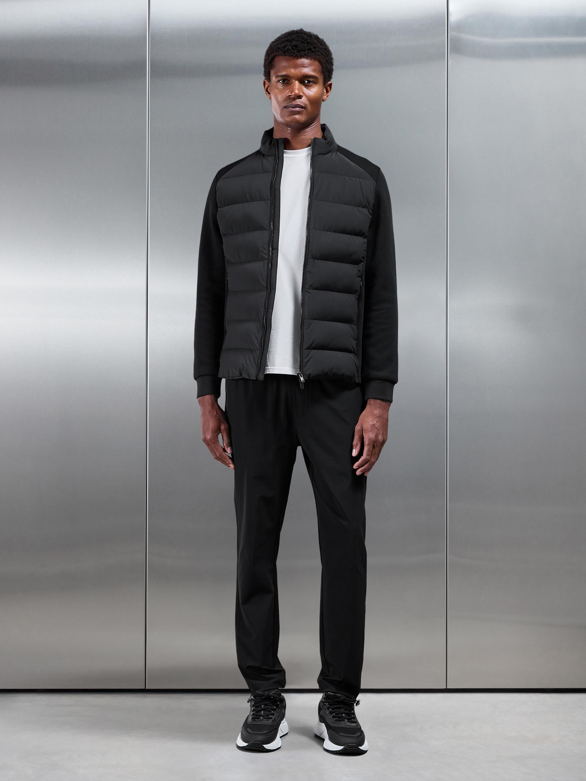 Mens Hybrid Technical Puffer Jacket in Black