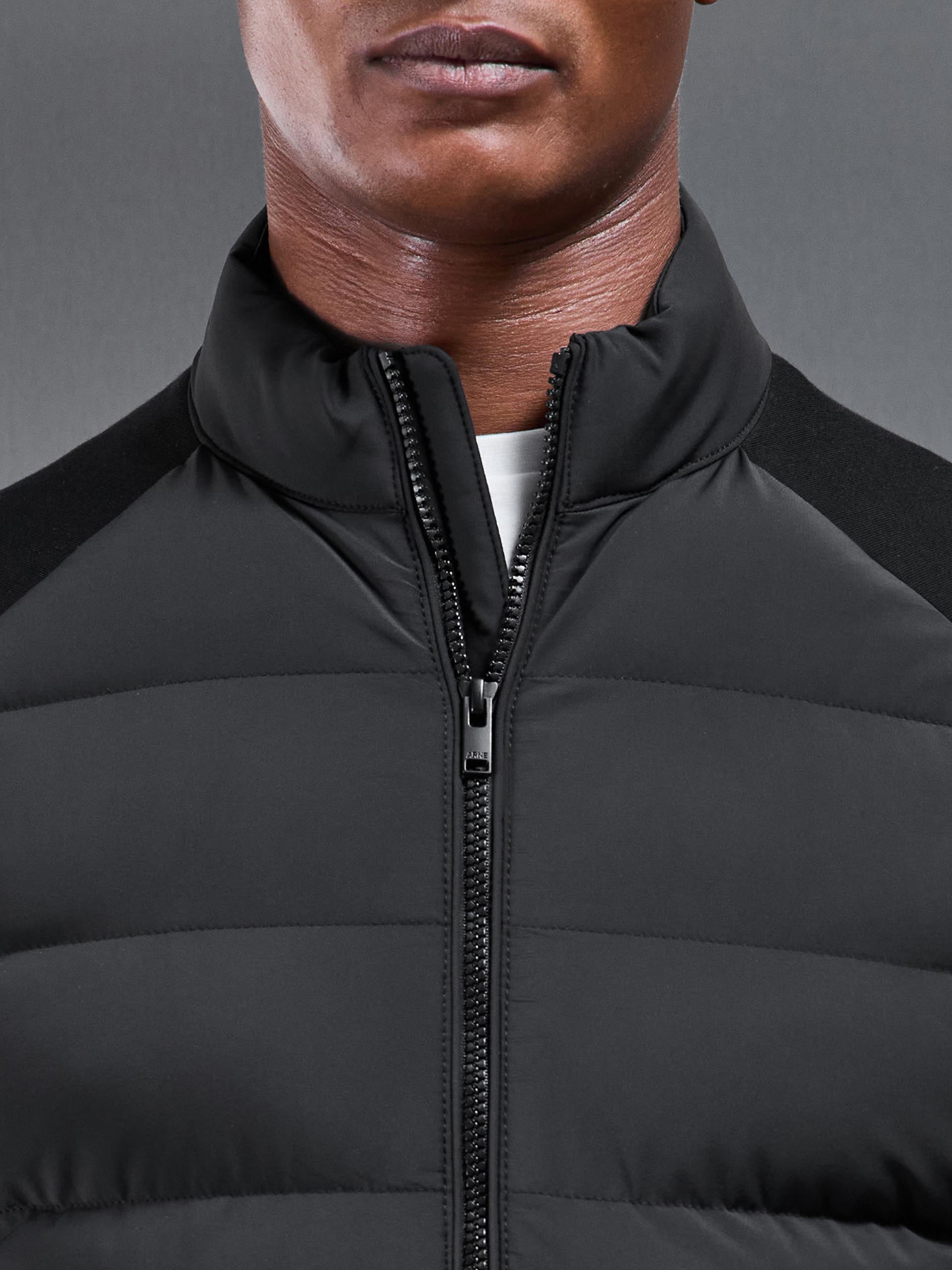 Mens Hybrid Technical Puffer Jacket in Black