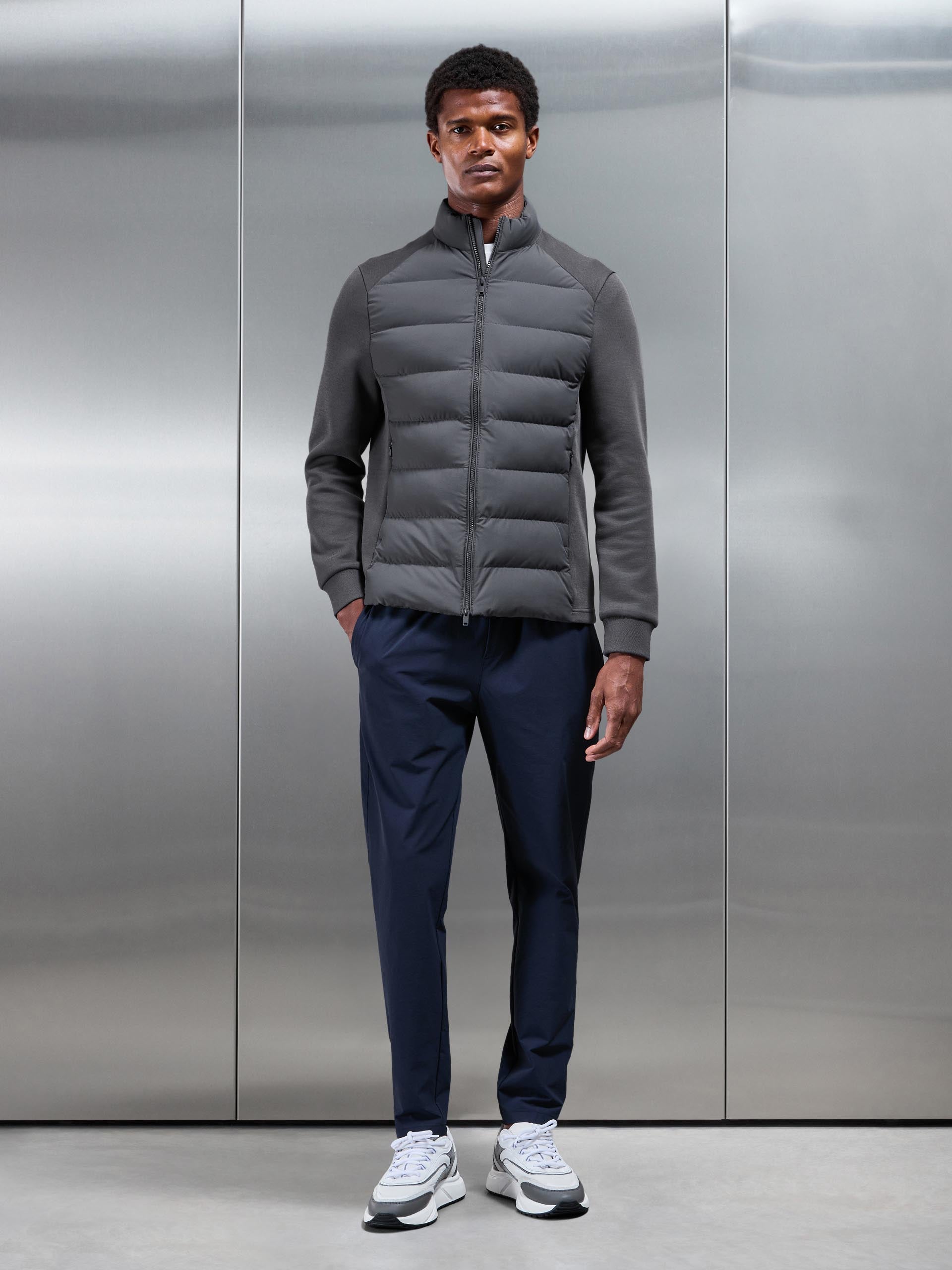 Mens Hybrid Technical Puffer Jacket in Grey