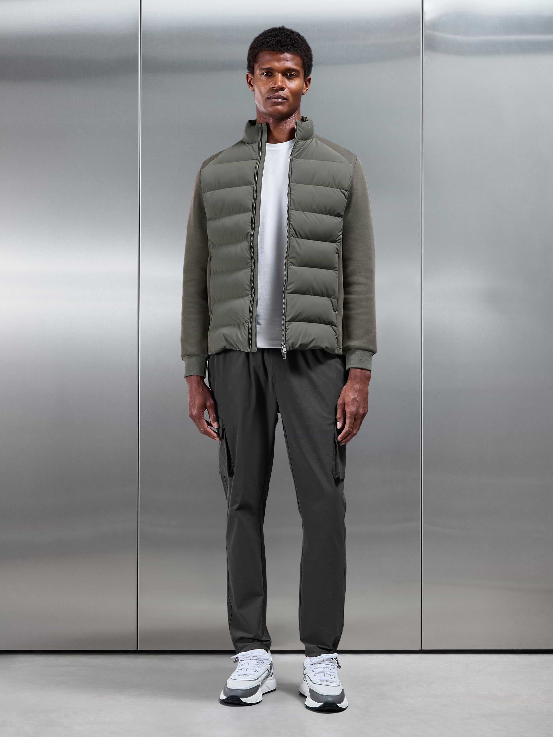 Mens Hybrid Technical Puffer Jacket in Olive