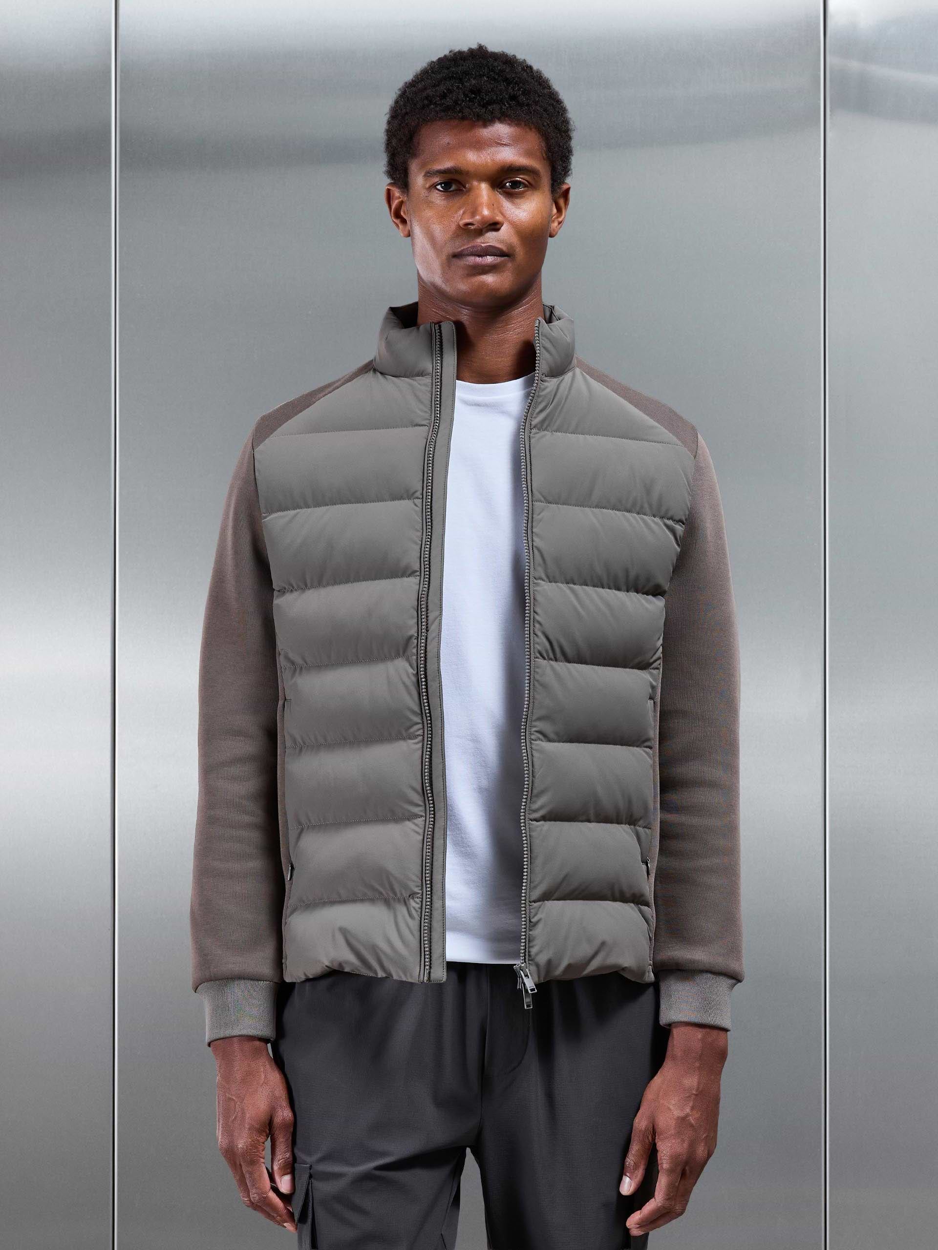 Hybrid Technical Puffer Jacket in Olive