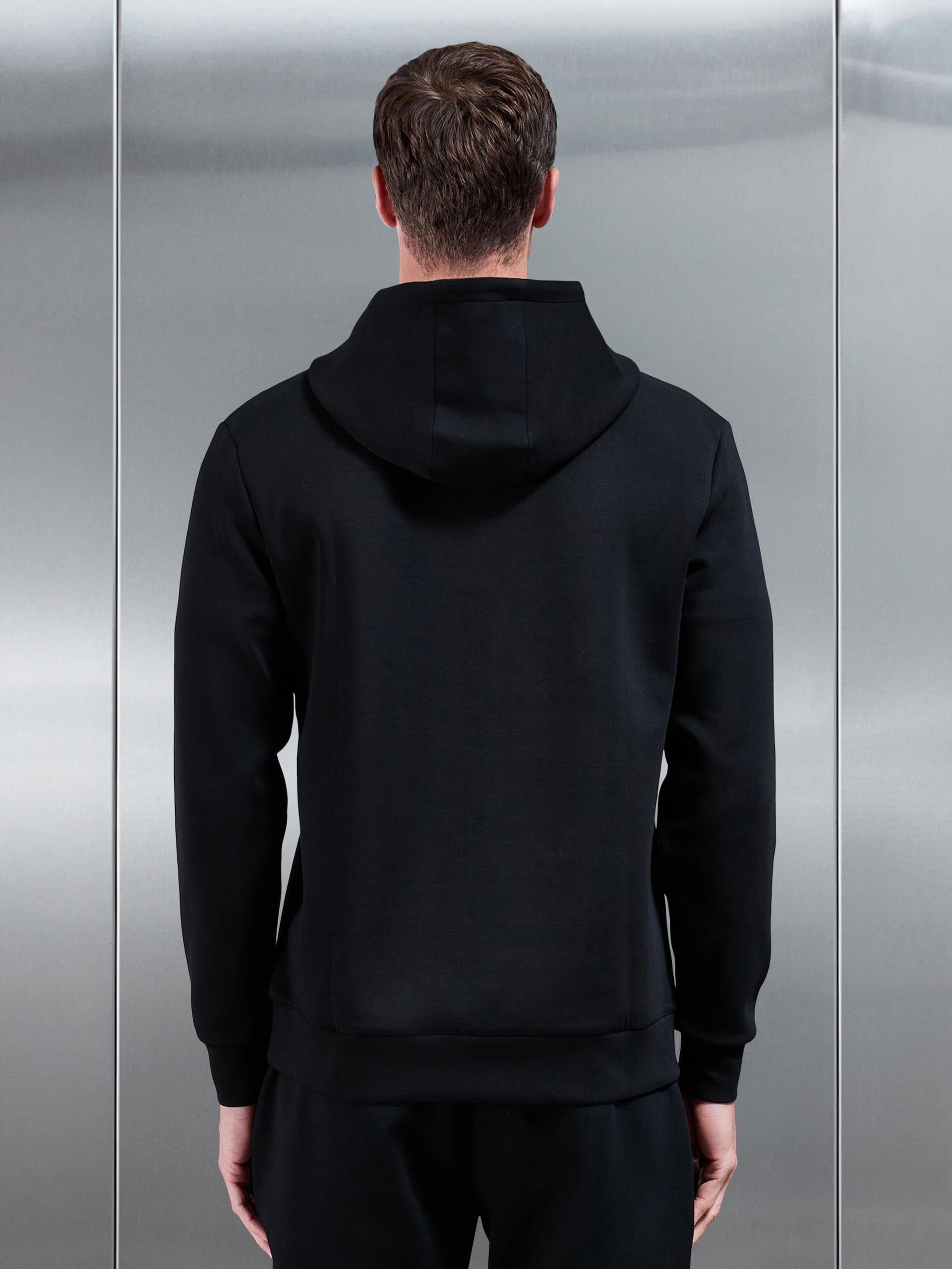 Mens Interlock Jersey Essential Hoodie in Black
