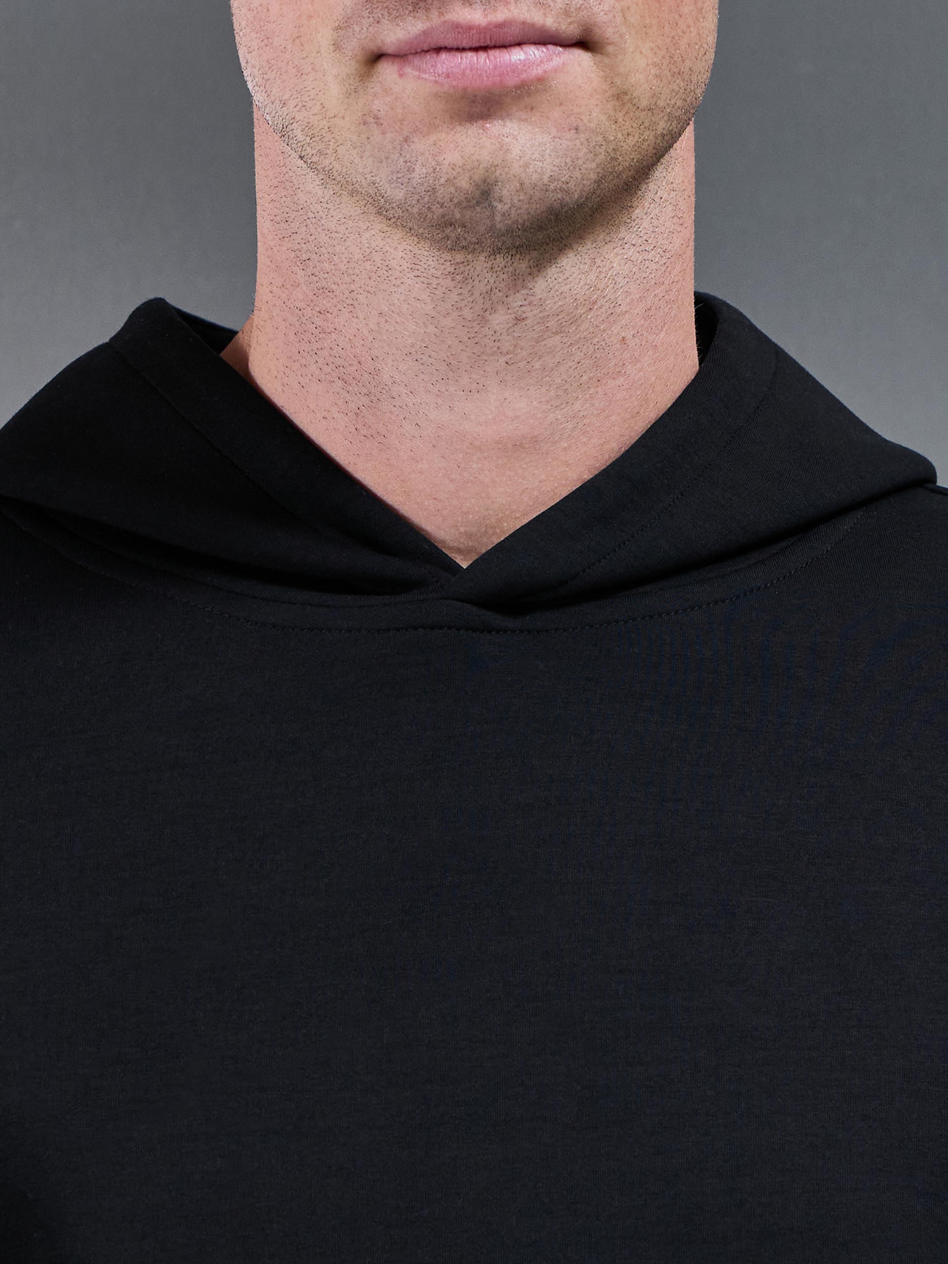 Mens Interlock Jersey Essential Hoodie in Black