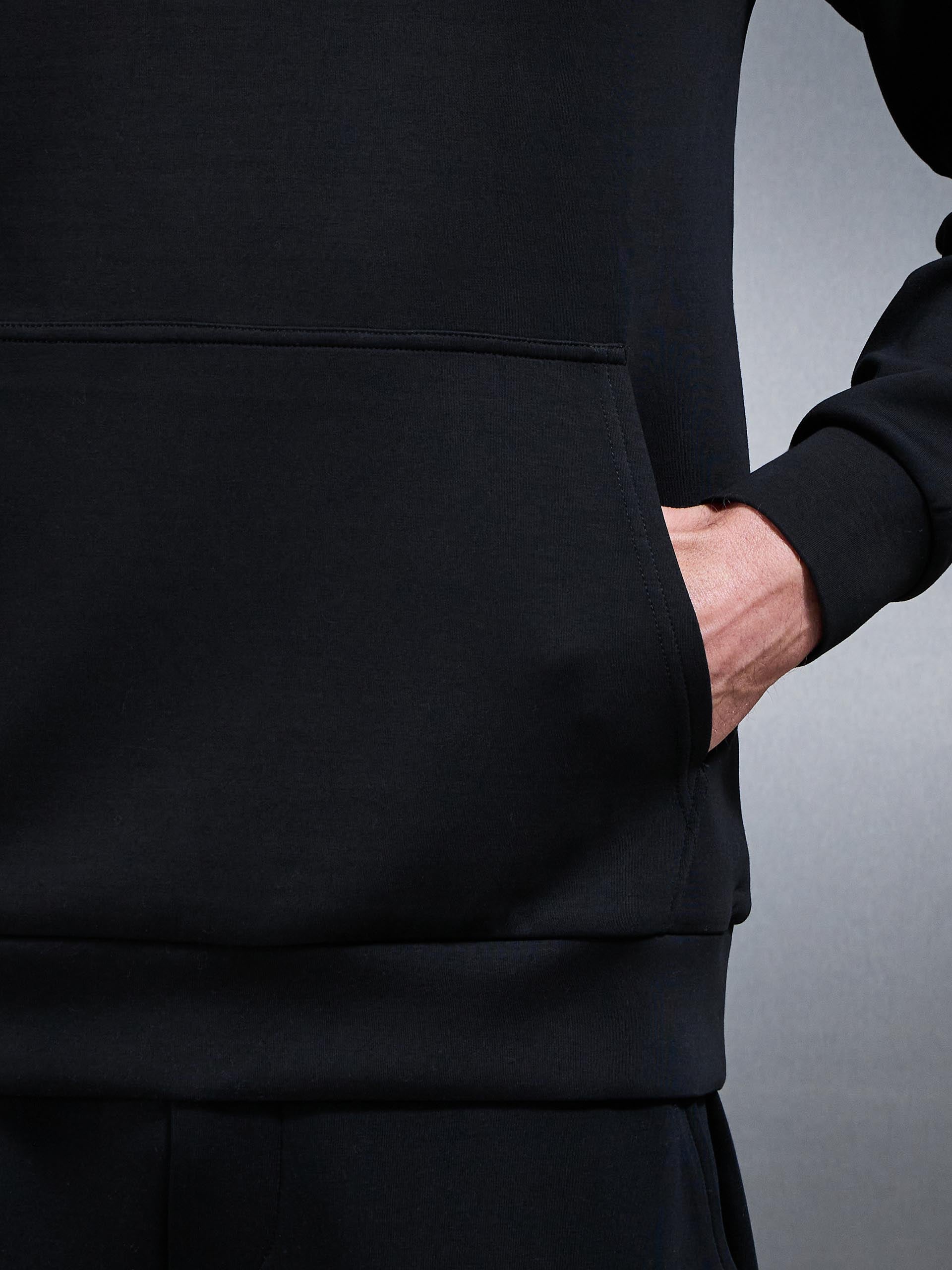 Mens Interlock Jersey Essential Hoodie in Black