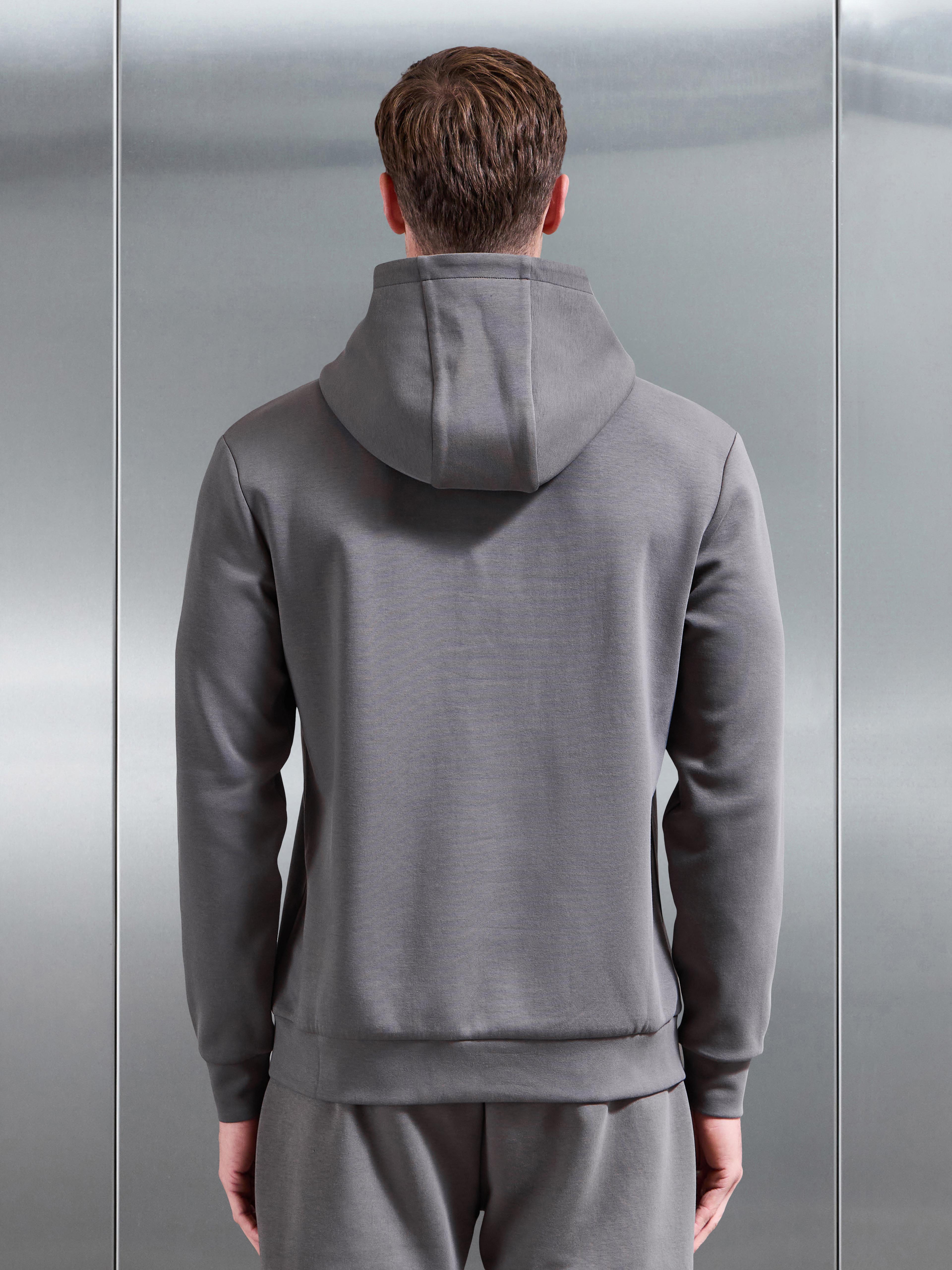 Mens Interlock Jersey Essential Hoodie in Charcoal