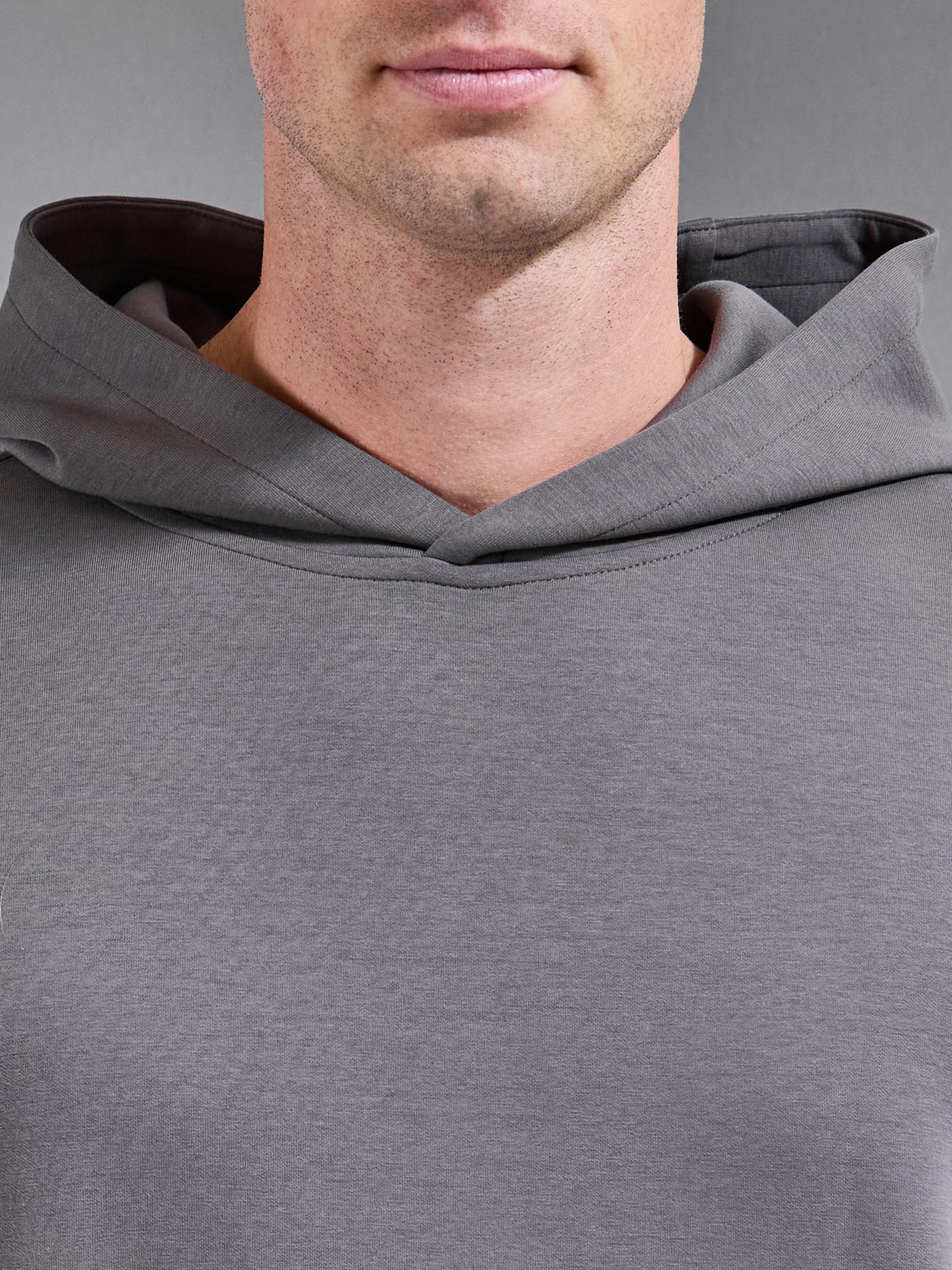 Mens Interlock Jersey Essential Hoodie in Charcoal
