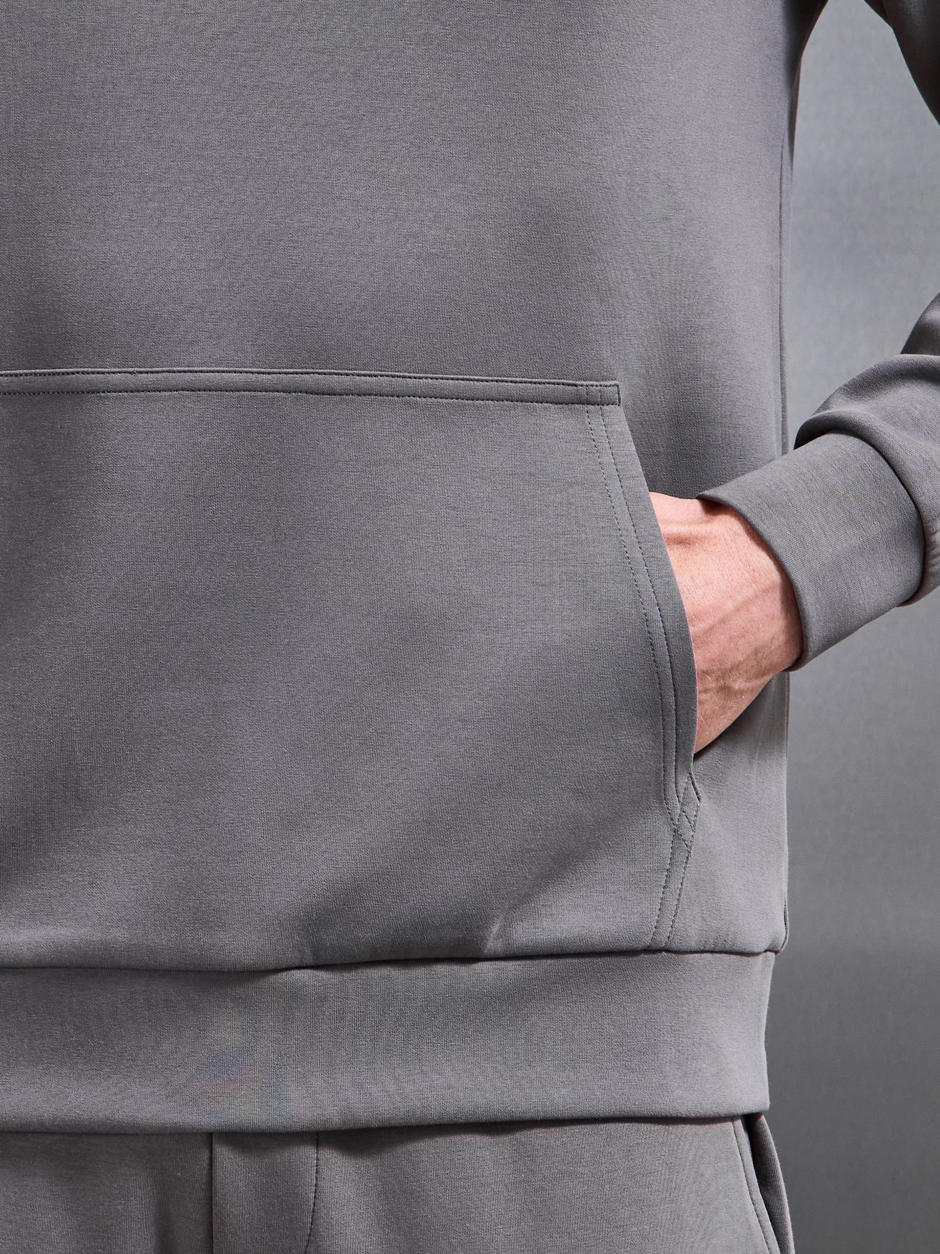 Mens Interlock Jersey Essential Hoodie in Charcoal