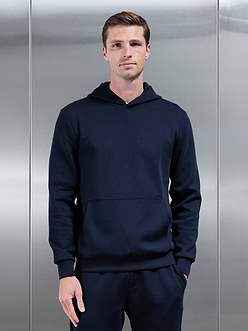 Mens Interlock Jersey Essential Hoodie in Navy