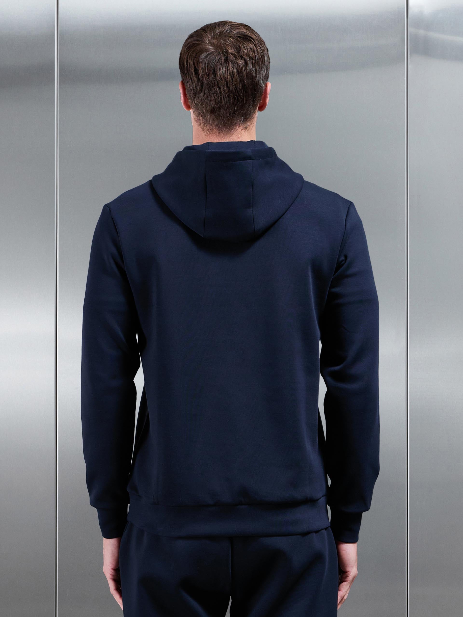 Mens Interlock Jersey Essential Hoodie in Navy