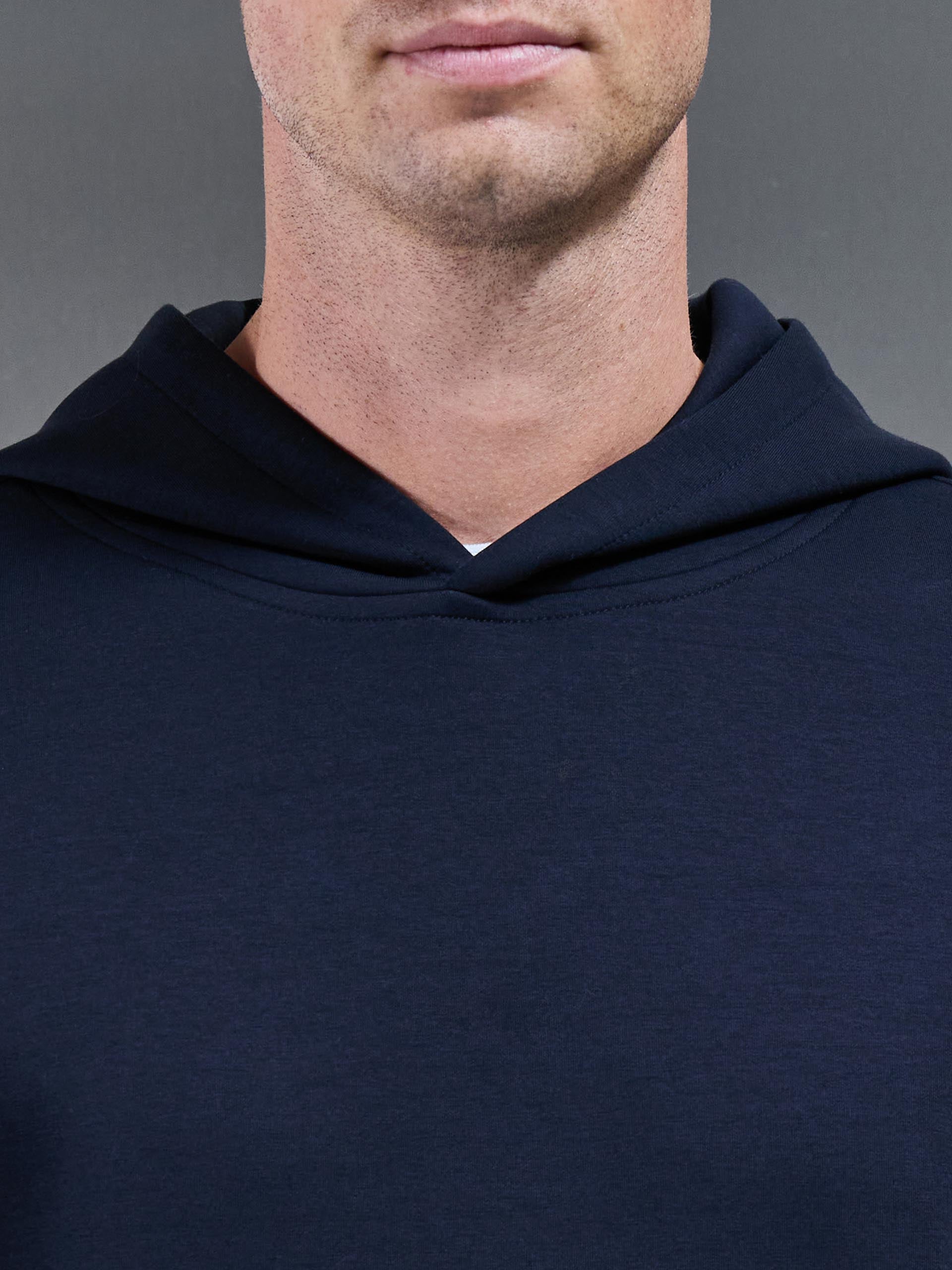 Mens Interlock Jersey Essential Hoodie in Navy