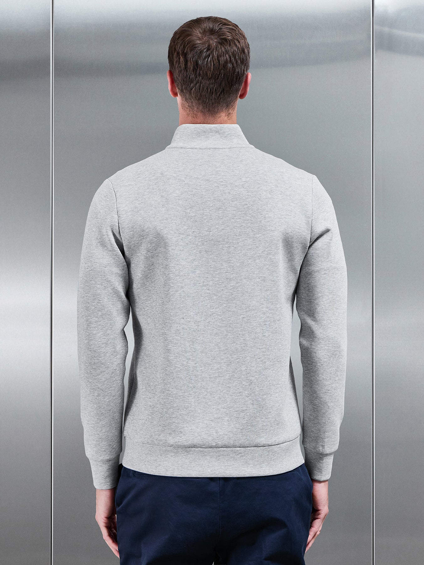 Mens Interlock Jersey Half Zip in Marl Grey