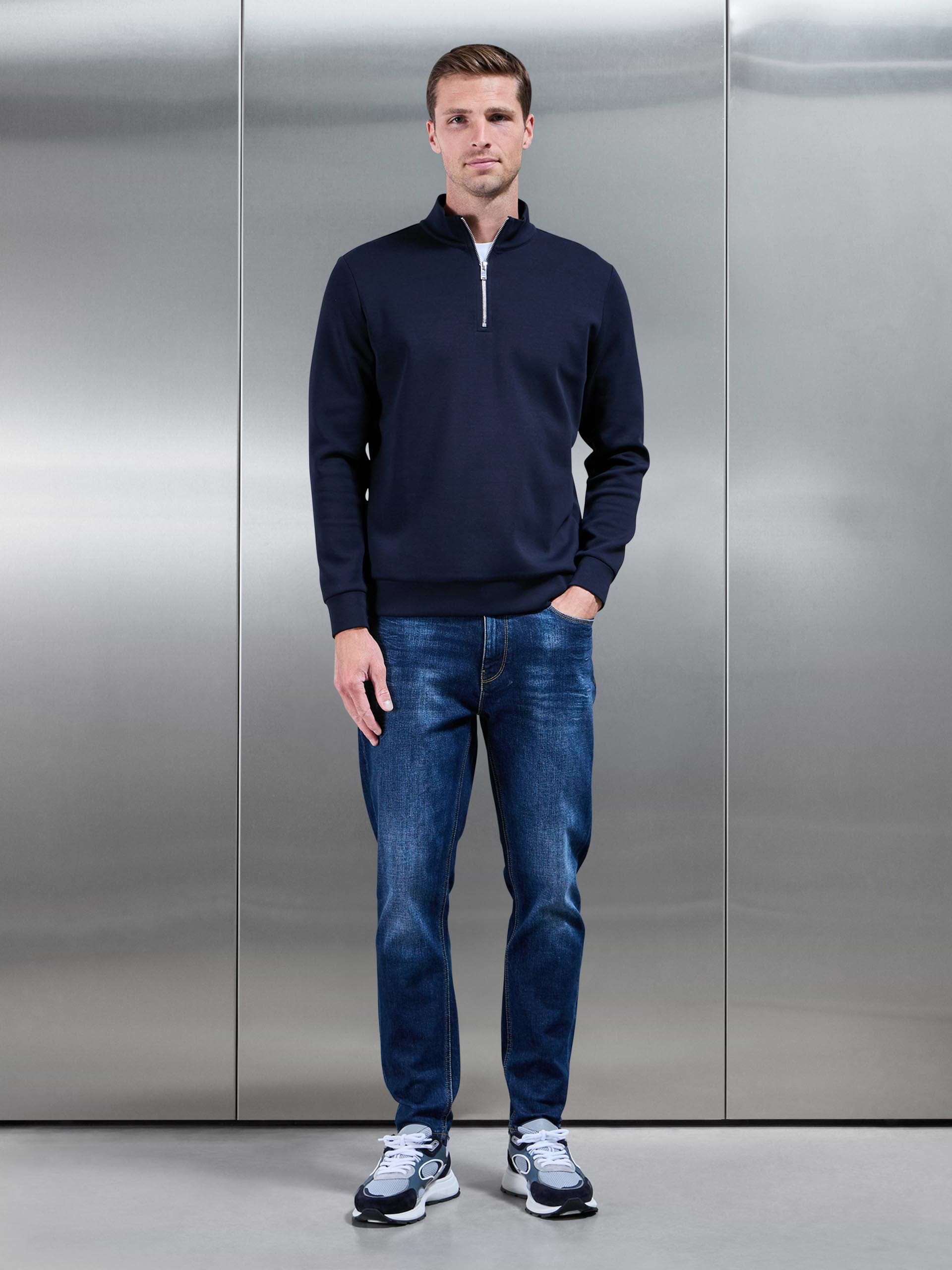 Interlock Jersey Half Zip in Navy