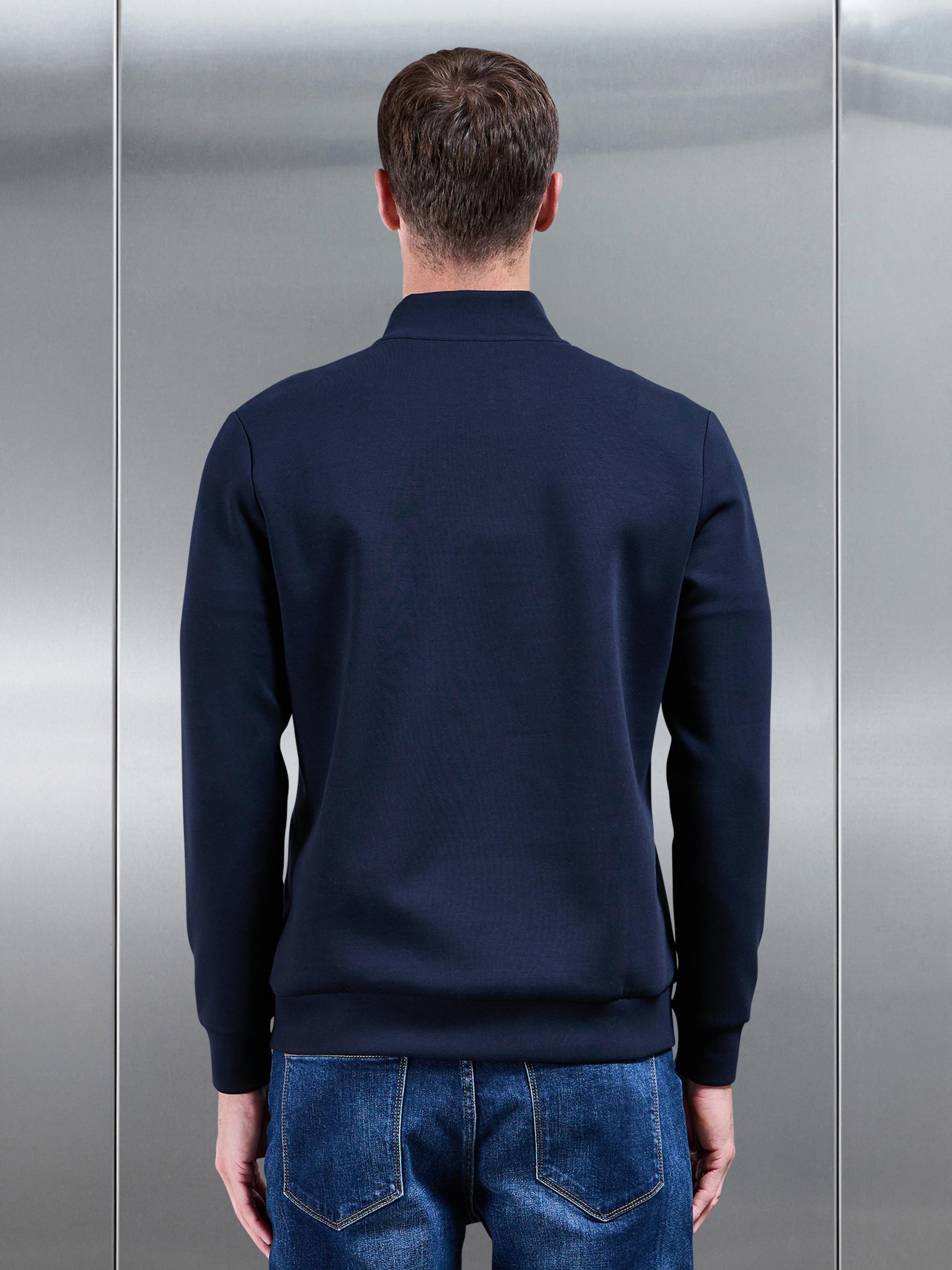 Mens Interlock Jersey Half Zip in Navy