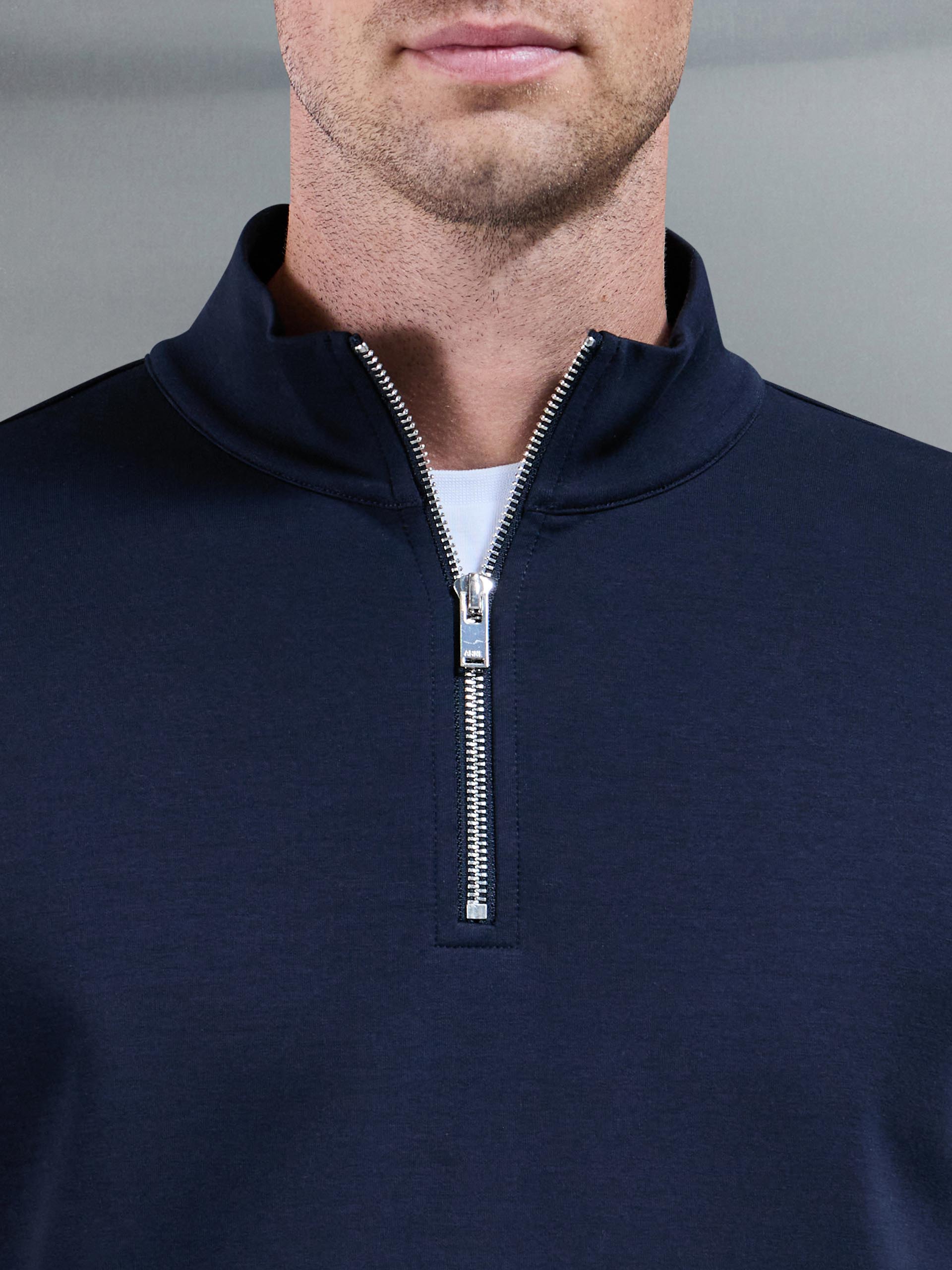 Mens Interlock Jersey Half Zip in Navy