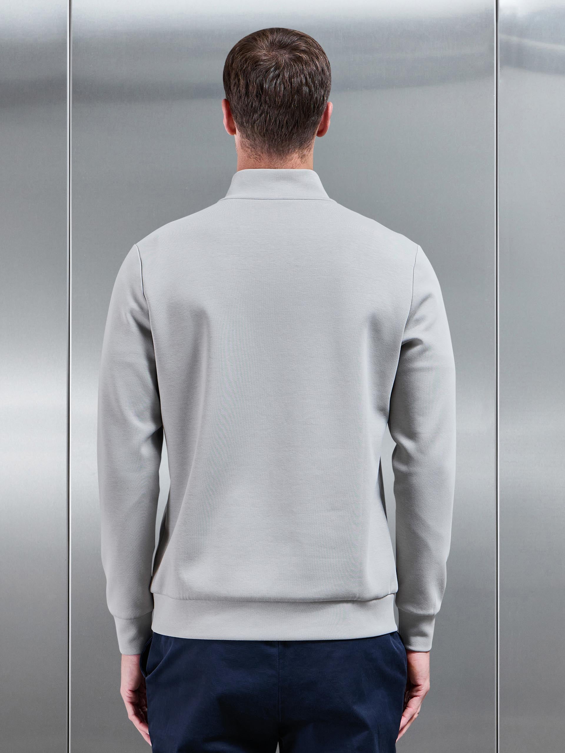 Mens Interlock Jersey Half Zip in Stone