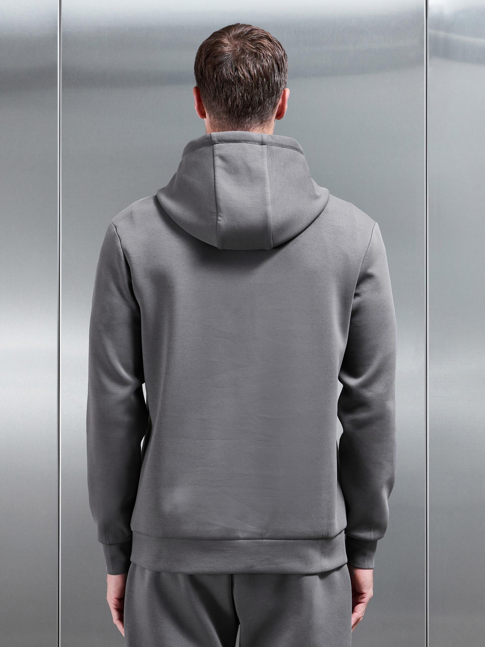 Mens Interlock Jersey Hoodie in Charcoal