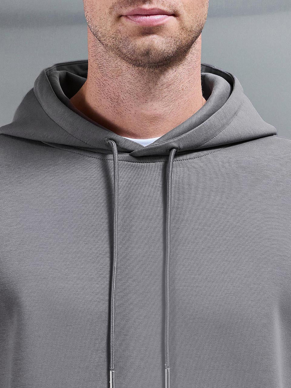 Mens Interlock Jersey Hoodie in Charcoal