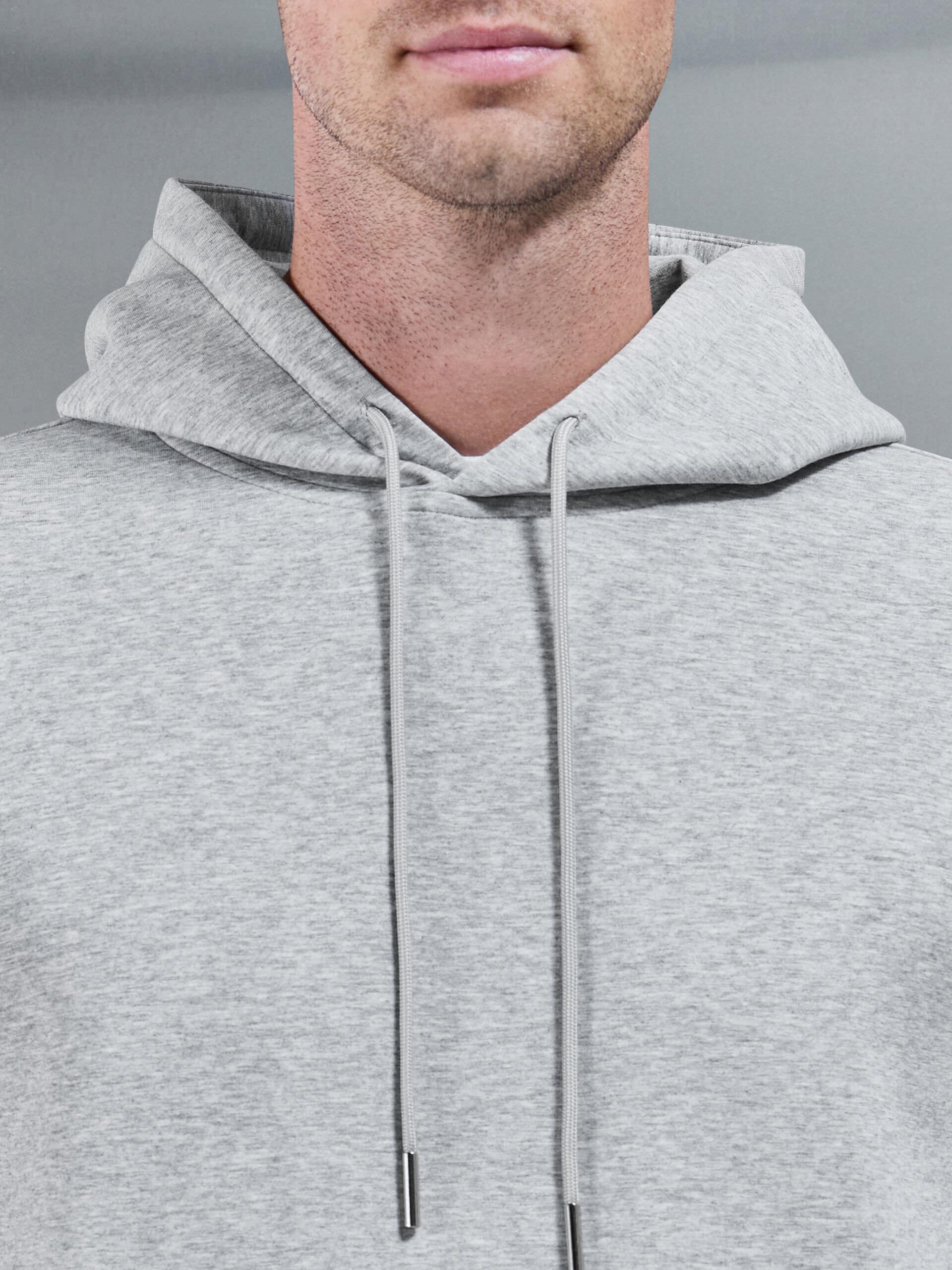 Mens Interlock Jersey Hoodie in Marl Grey