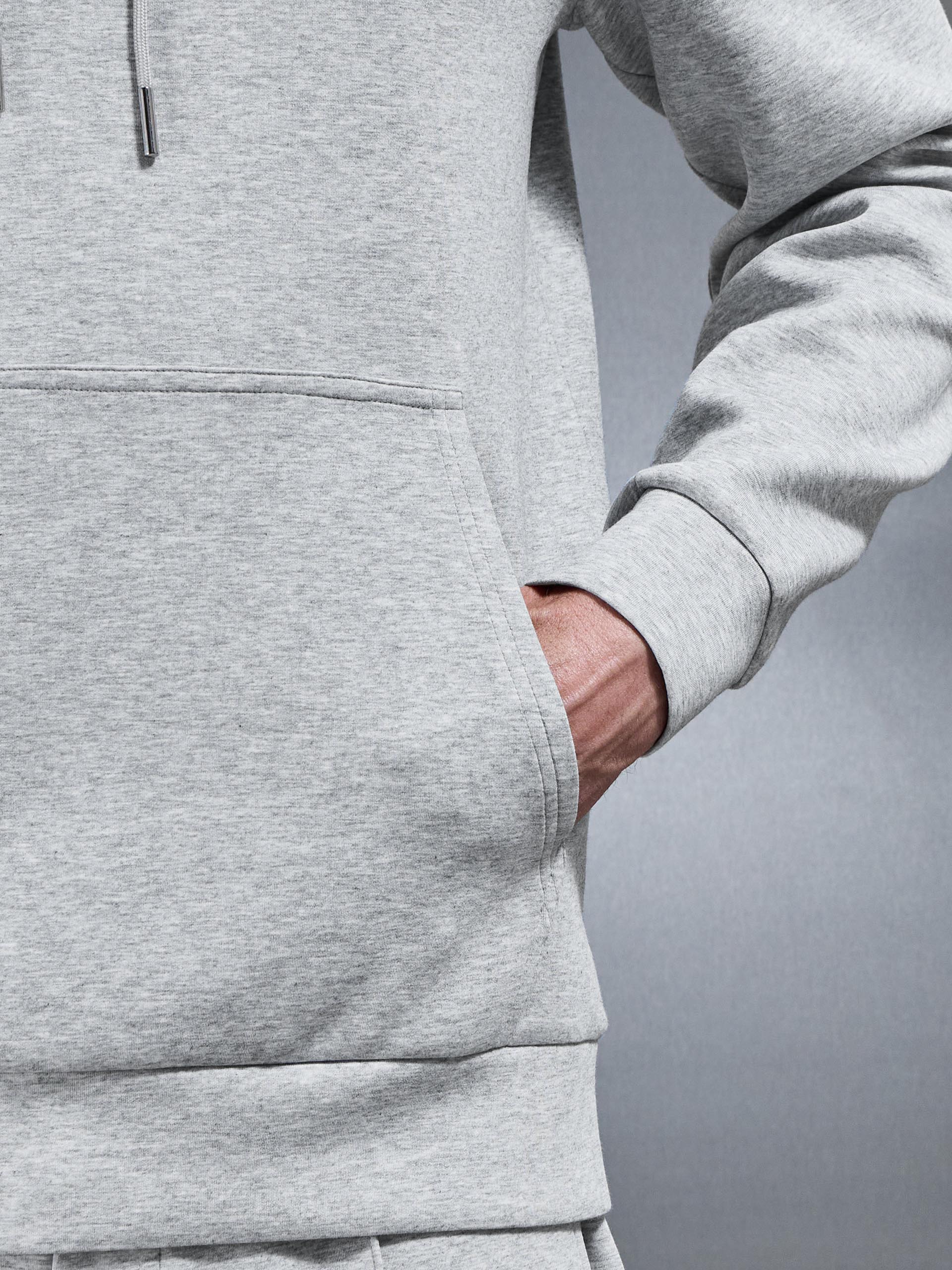 Mens Interlock Jersey Hoodie in Marl Grey