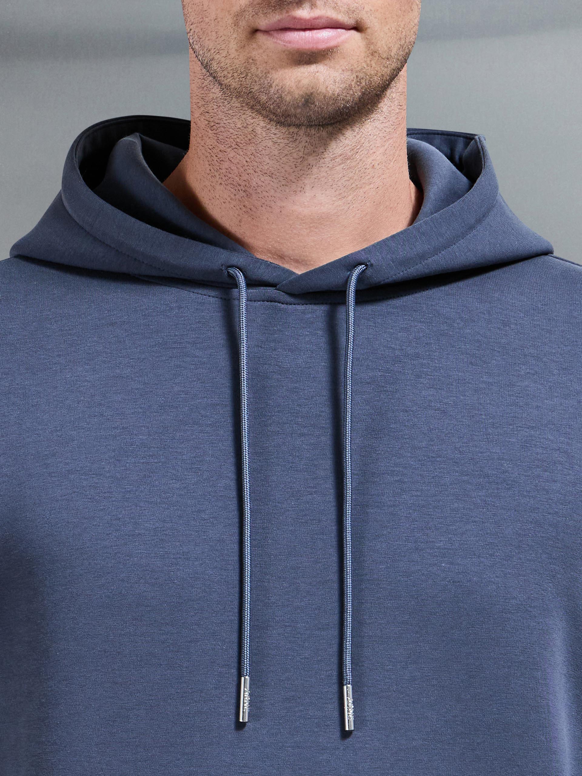 Mens Interlock Jersey Hoodie in Slate Blue