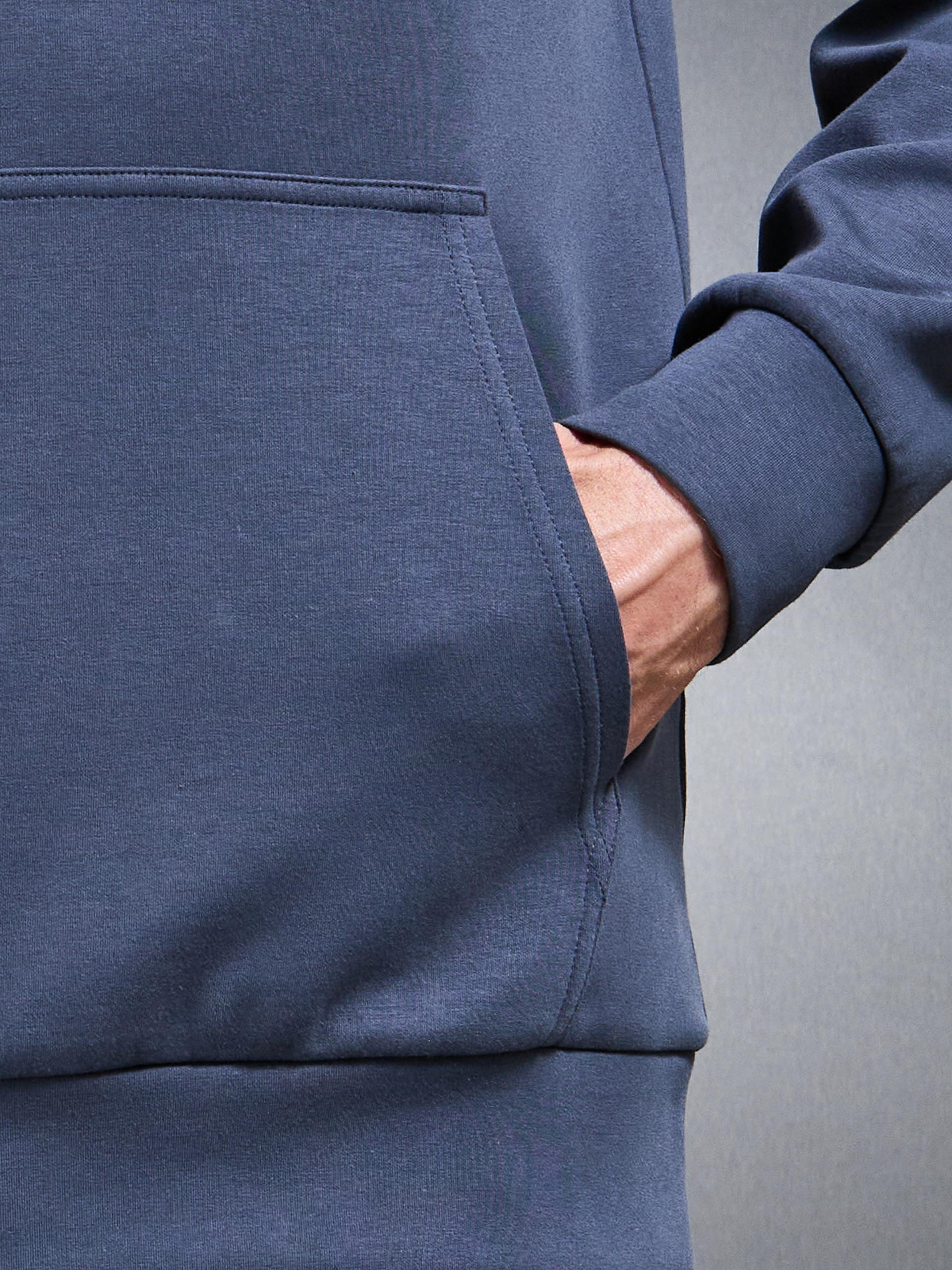 Mens Interlock Jersey Hoodie in Slate Blue