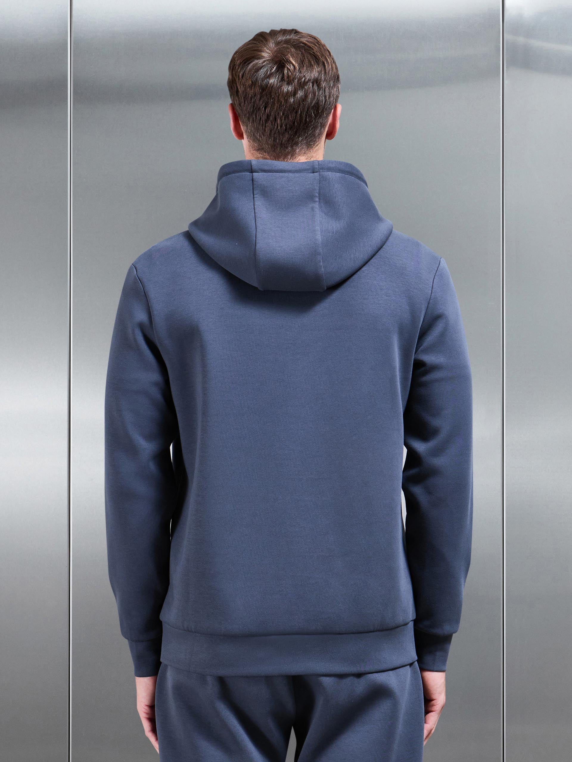 Mens Interlock Jersey Hoodie in Slate Blue