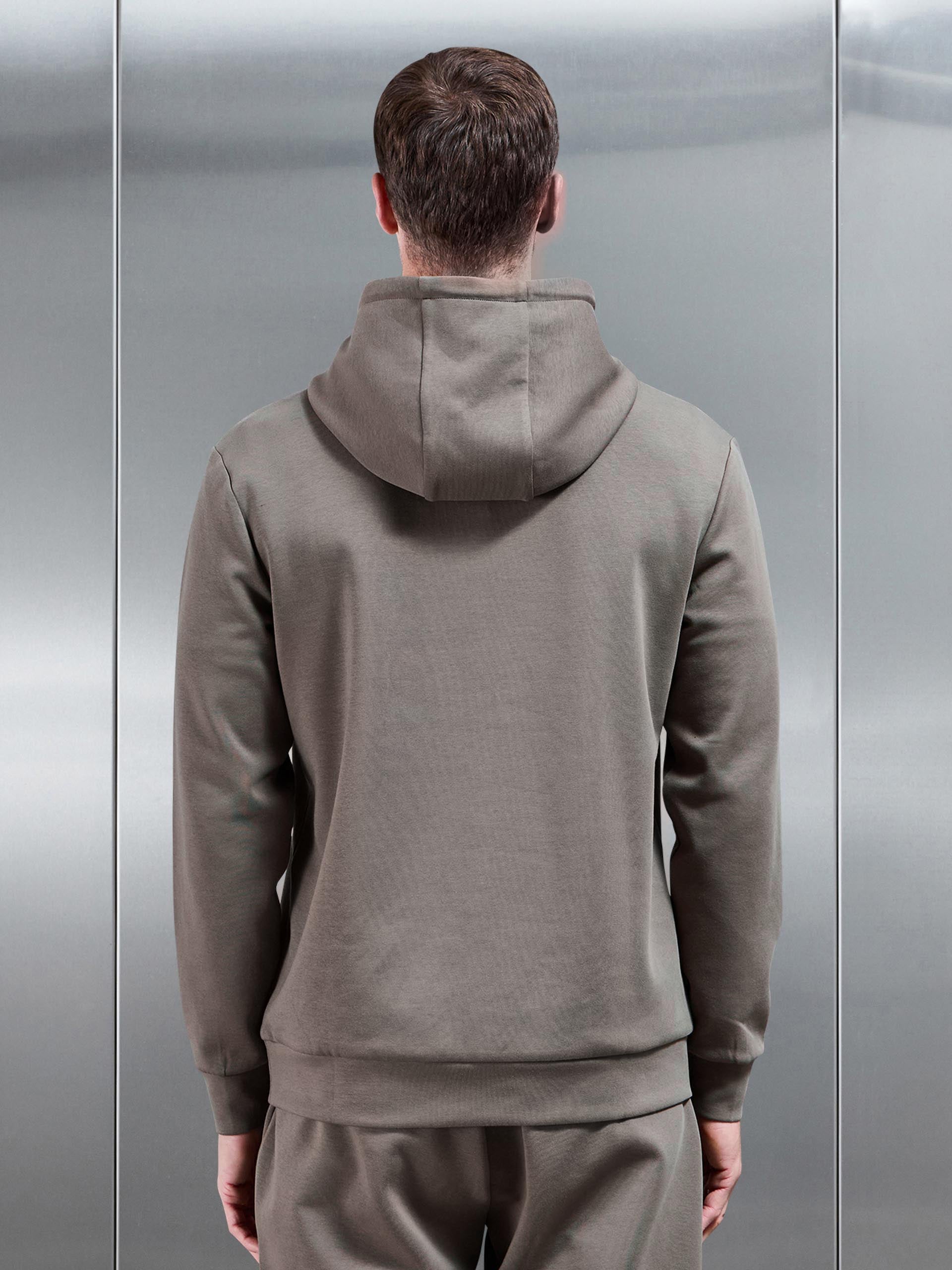 Mens Interlock Jersey Hoodie in Taupe