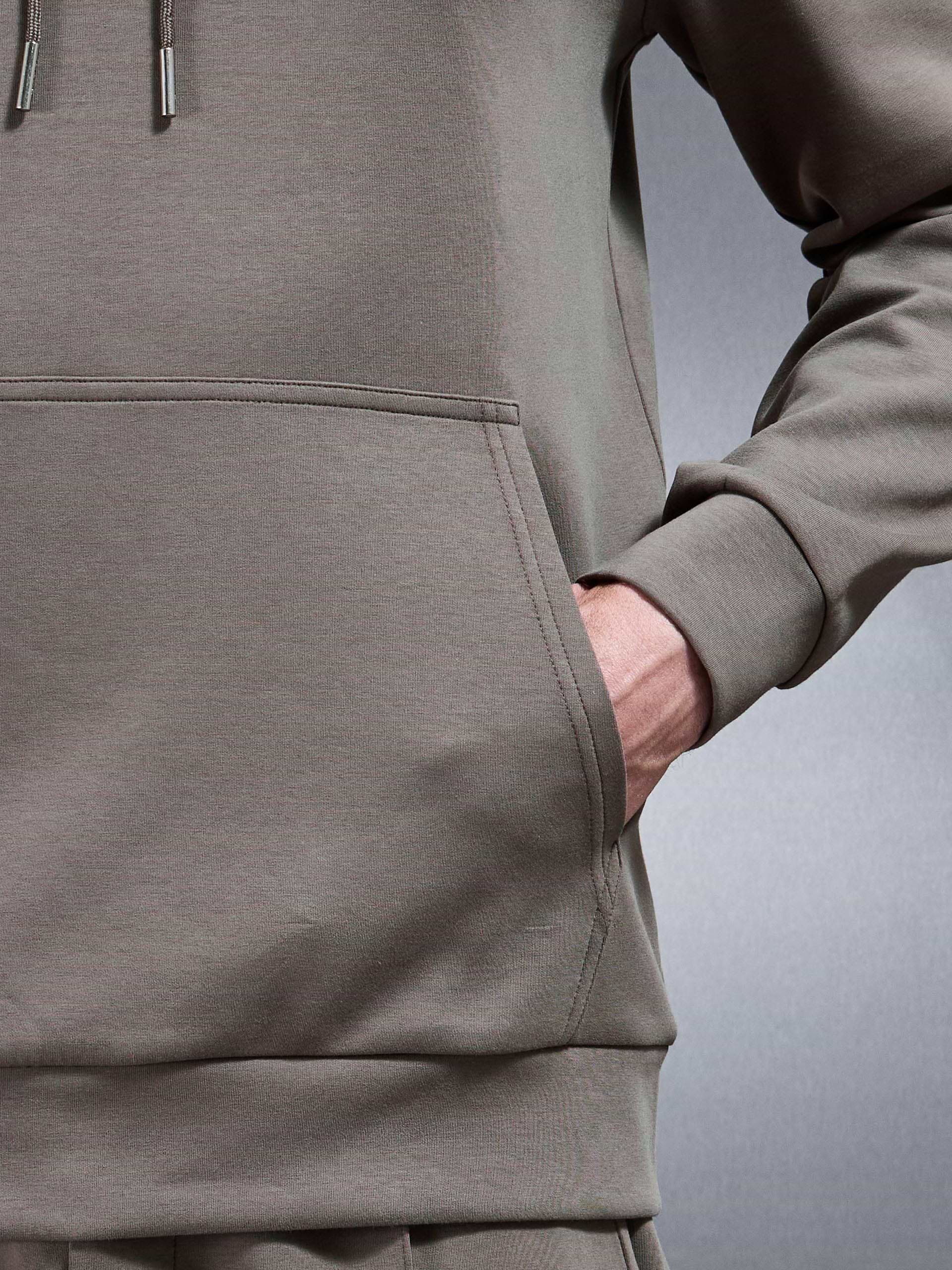 Interlock Jersey Hoodie in Taupe