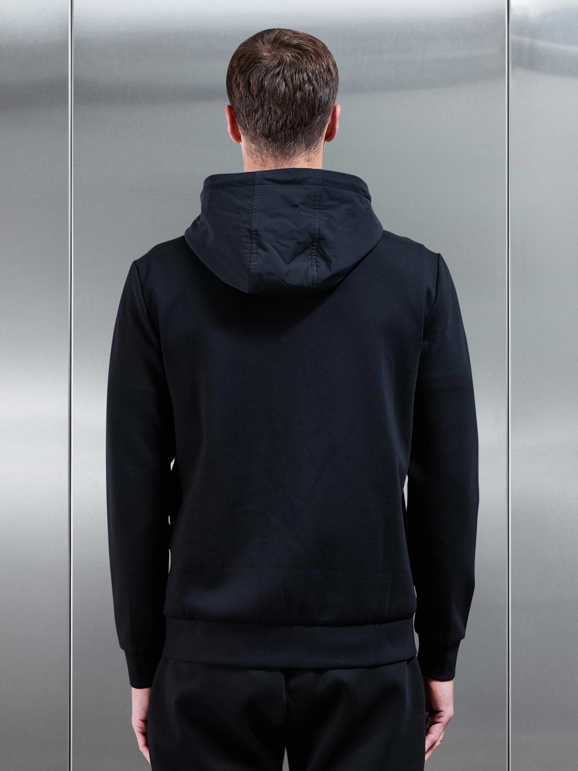 Interlock Jersey Hybrid Technical Windbreaker in Black