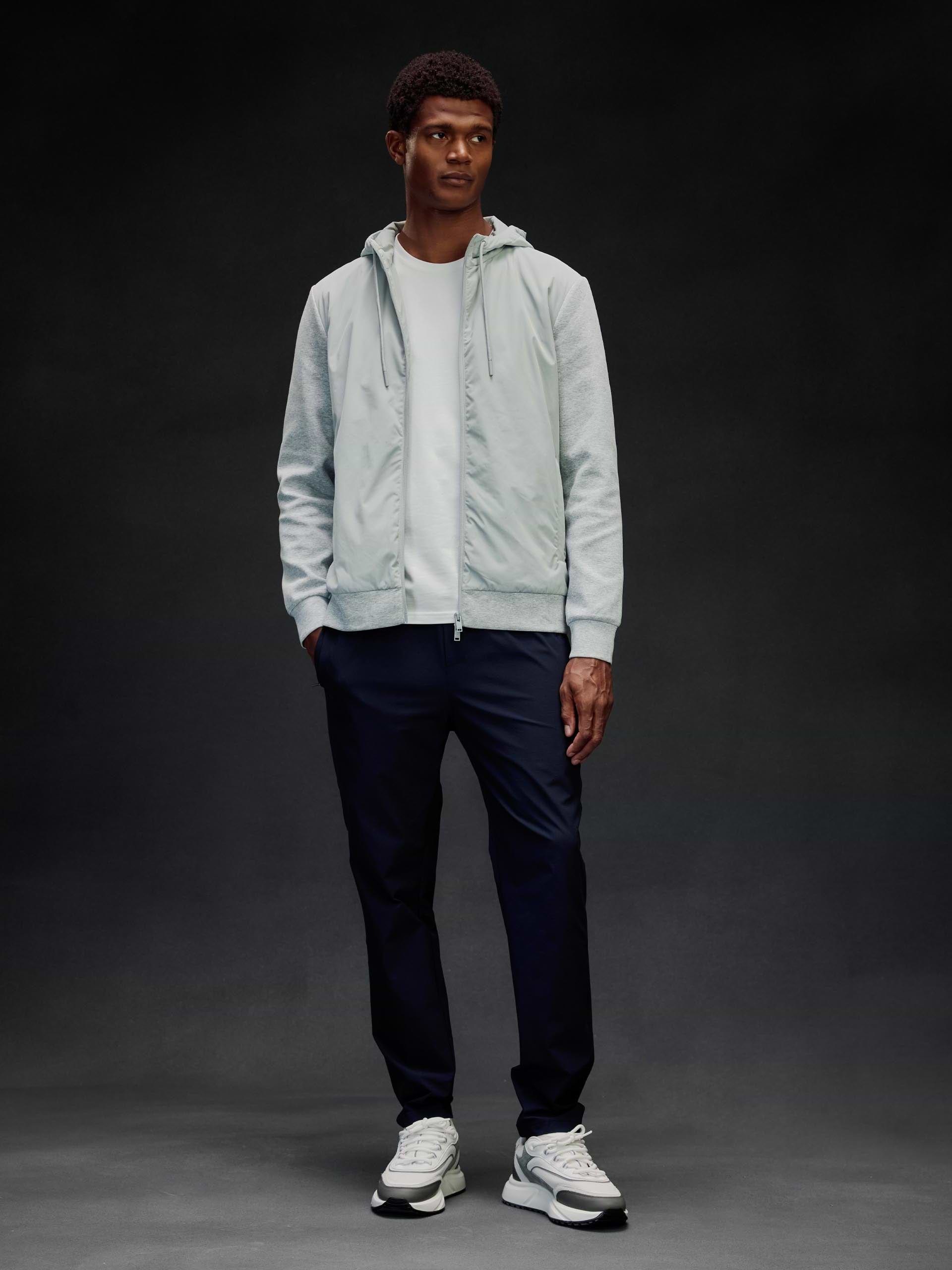 Mens Interlock Jersey Hybrid Technical Windbreaker in Marl Grey