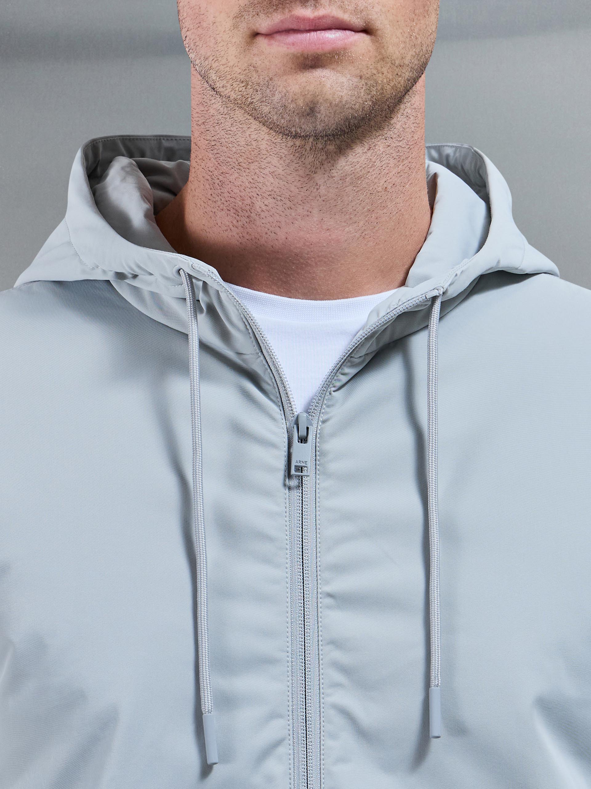 Mens Interlock Jersey Hybrid Technical Windbreaker in Marl Grey