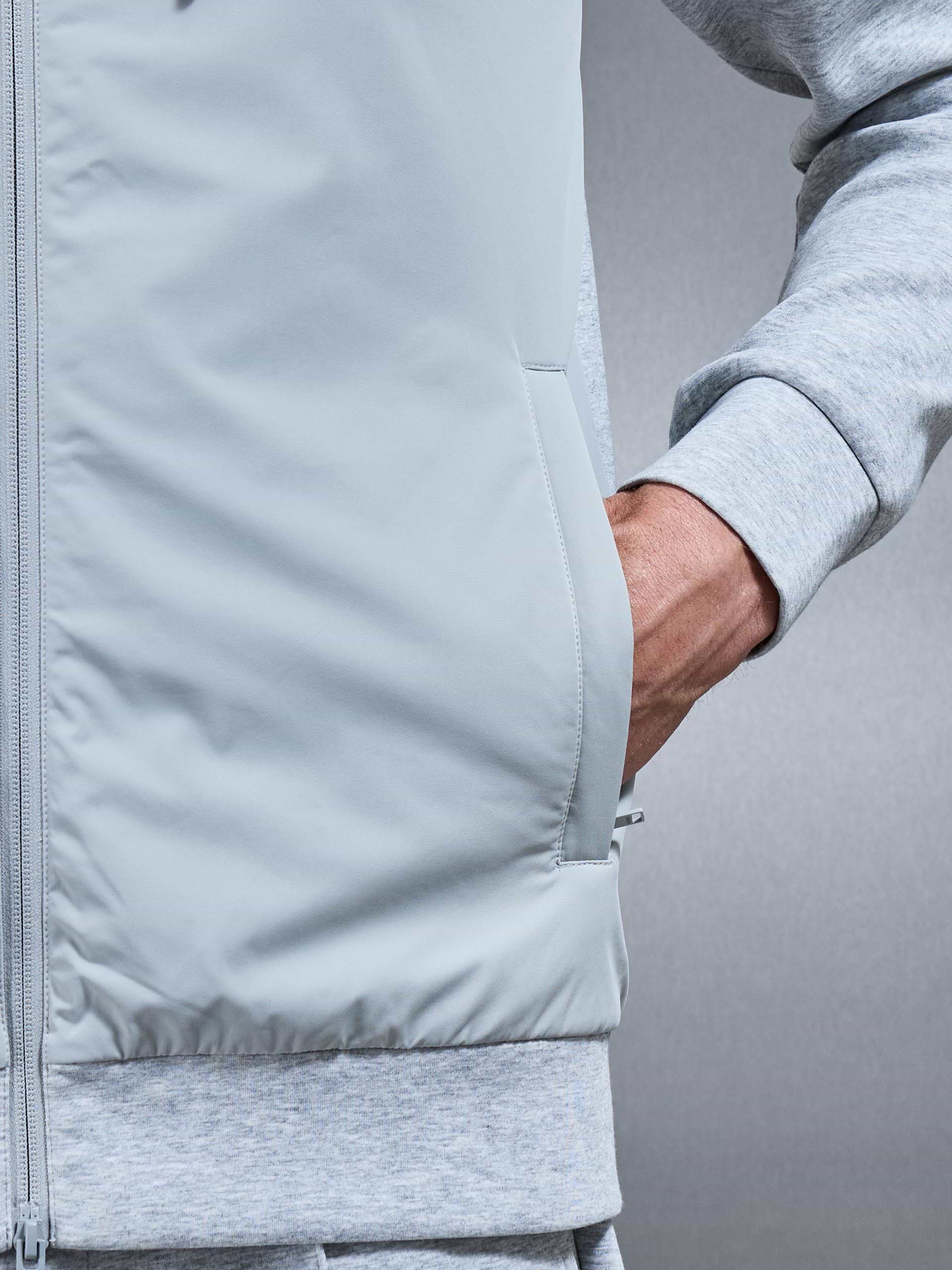 Interlock Jersey Hybrid Technical Windbreaker in Marl Grey