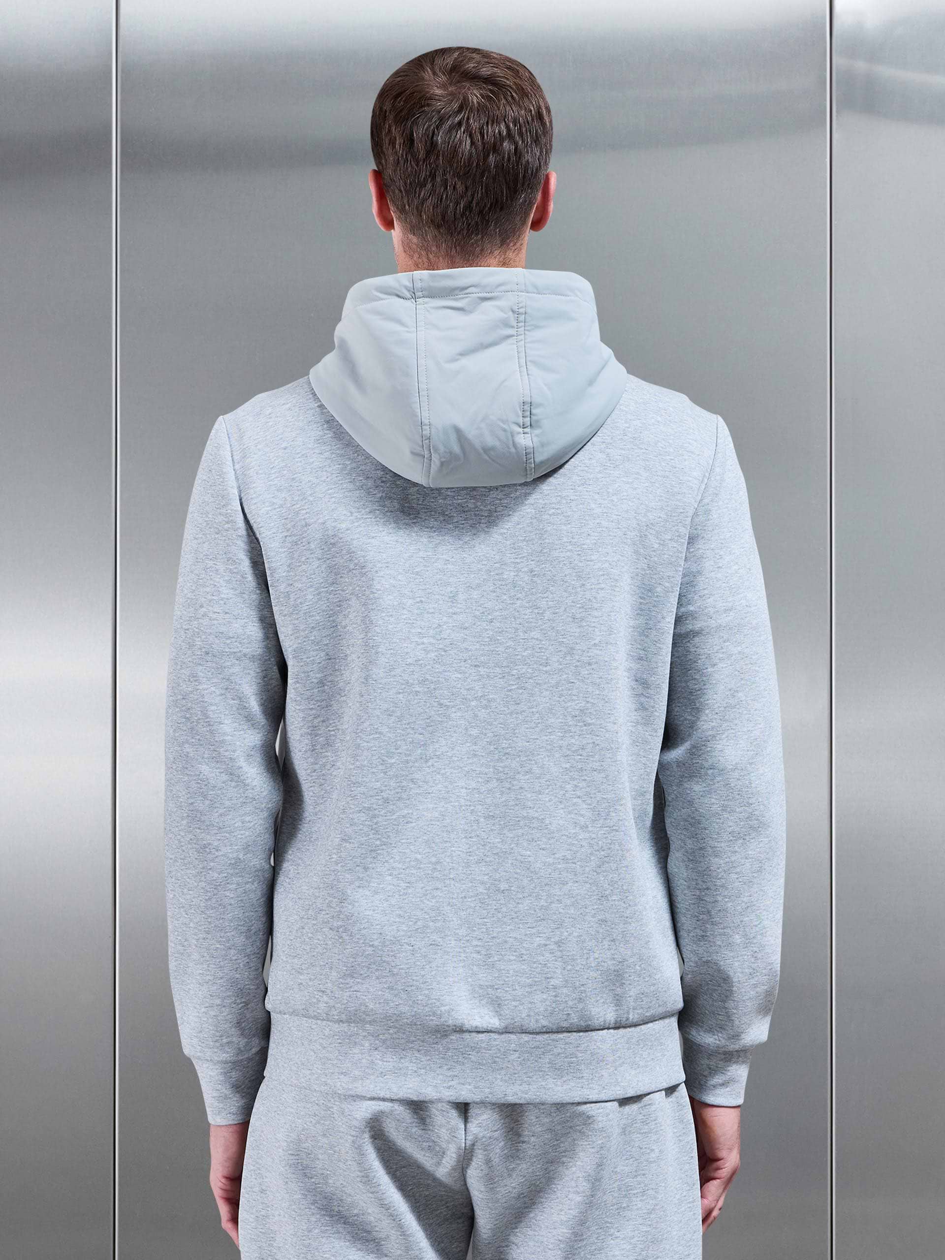 Interlock Jersey Hybrid Technical Windbreaker in Marl Grey