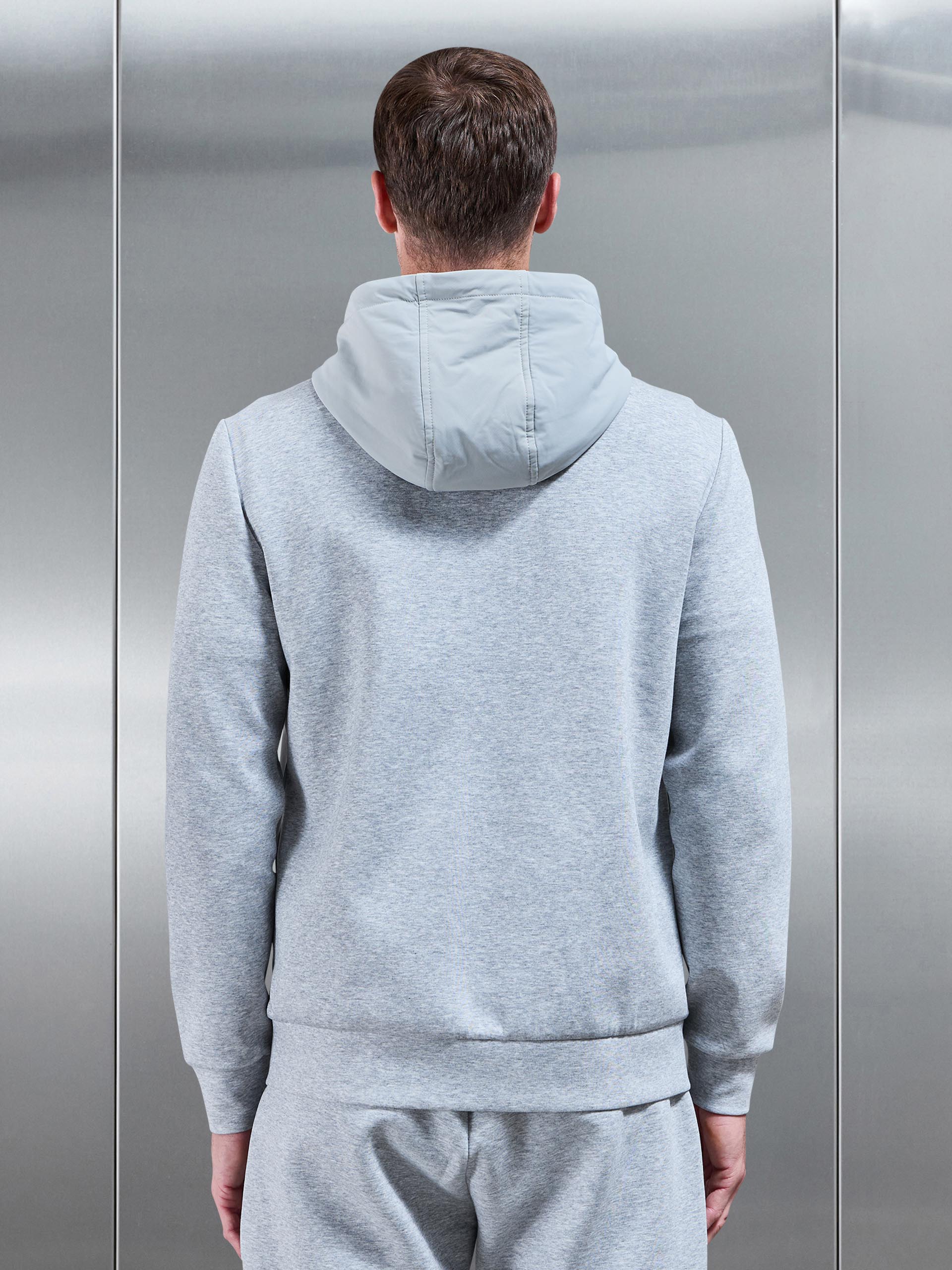 Mens Interlock Jersey Hybrid Technical Windbreaker in Marl Grey
